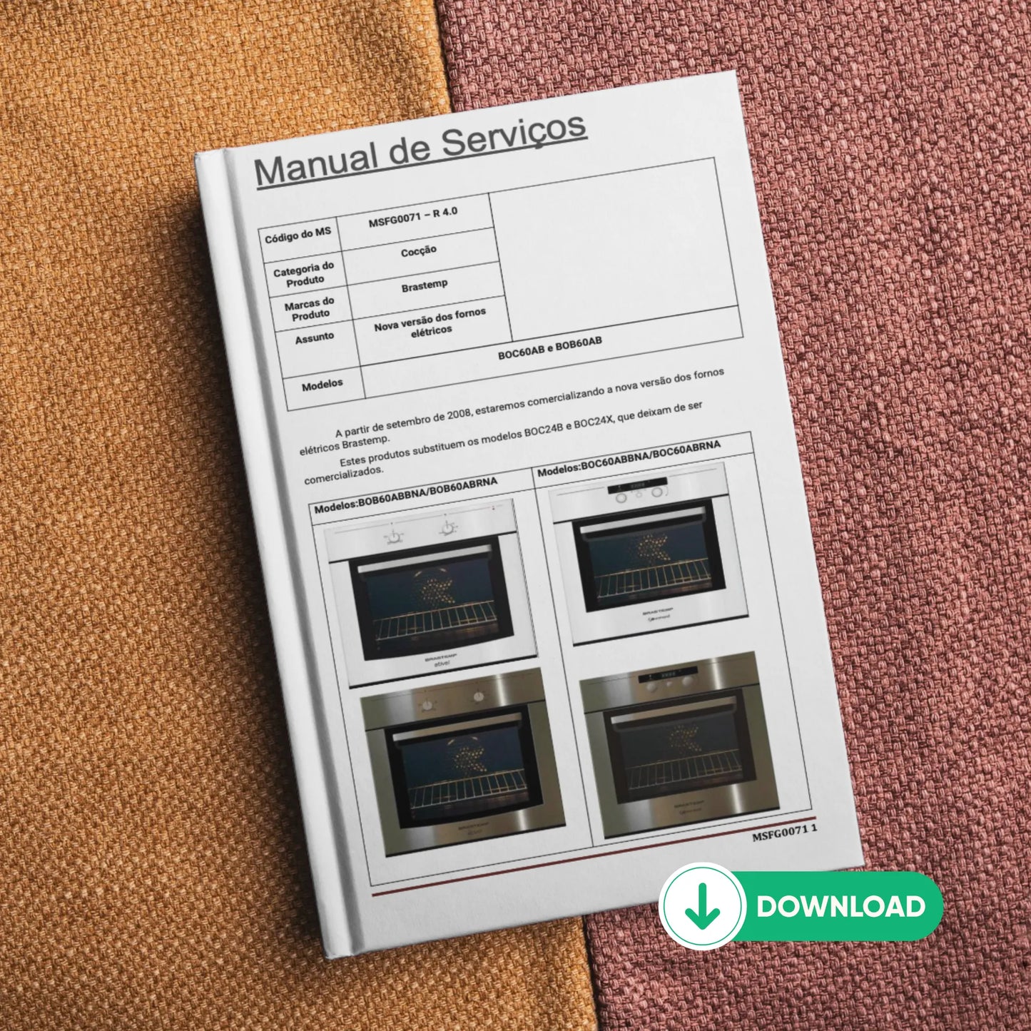 Manual Técnico de Serviços Forno Elétrico Embutir Brastemp BOC60AB / BOB60AB - Baixar PDF