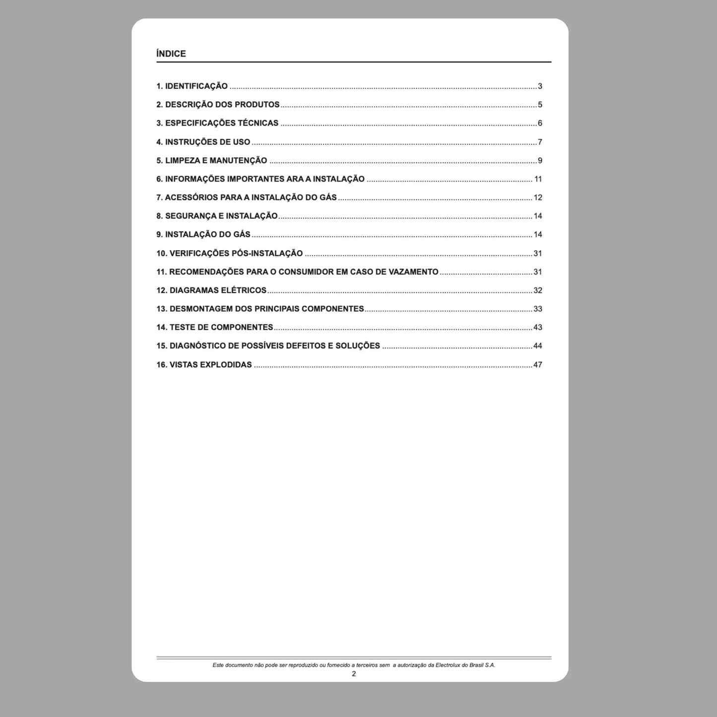 Manual Técnico de Serviços Fogões a Gás 52SM/52SG/52SX - Baixar PDF Electrolux