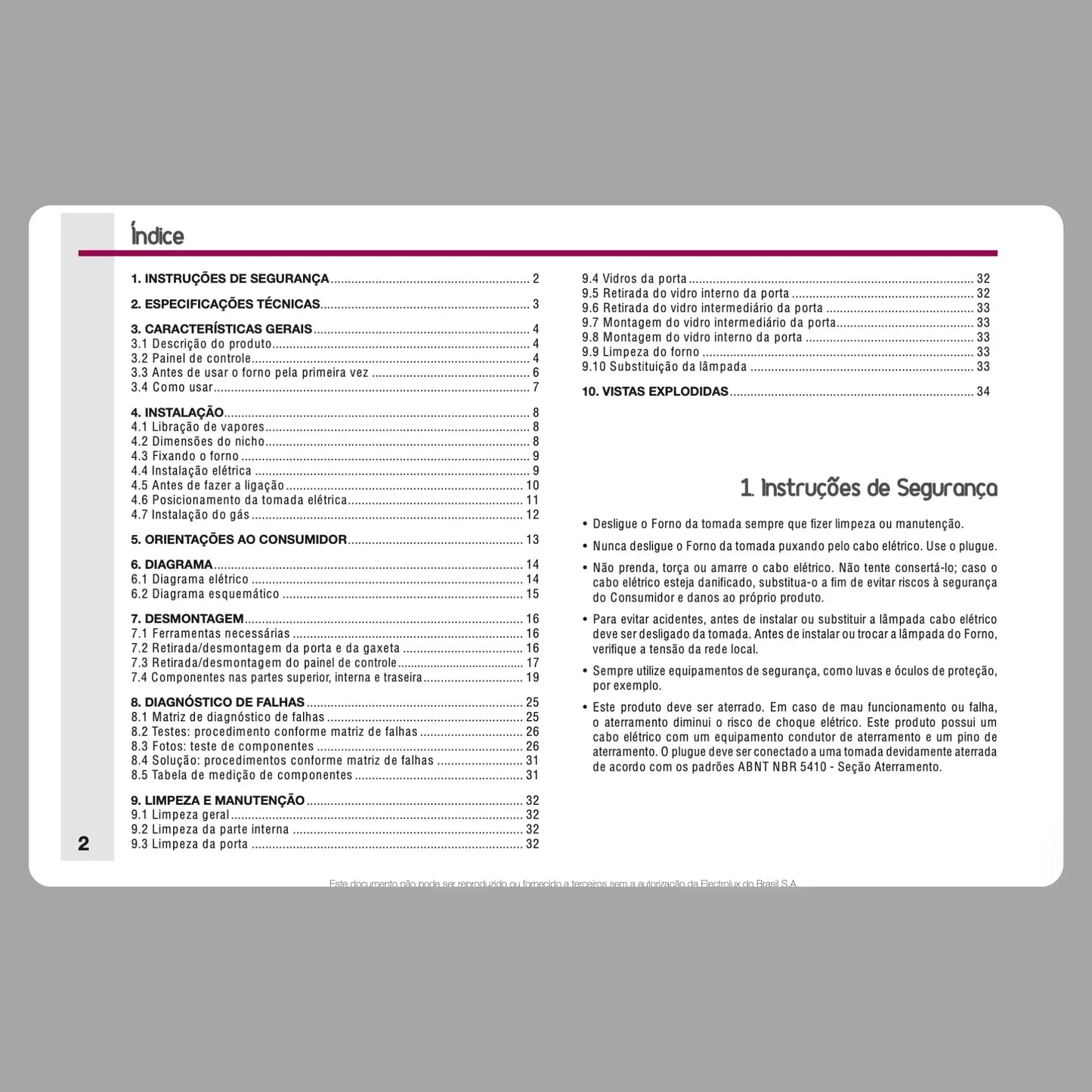 Manual Técnico de Serviços Electrolux Modelo OG8DX - Baixar PDF Electrolux