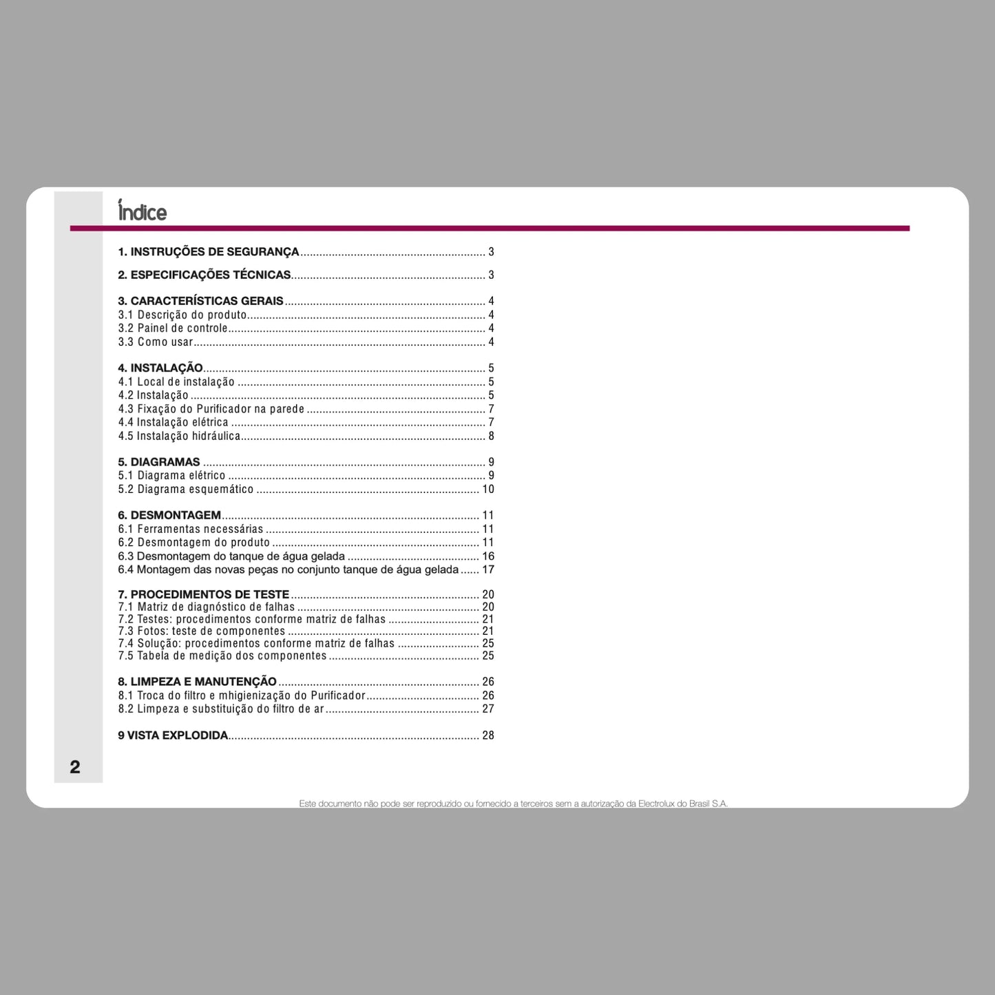 Manual de servicio técnico del purificador de agua Electrolux PE10B/PE10X - Descargar PDF