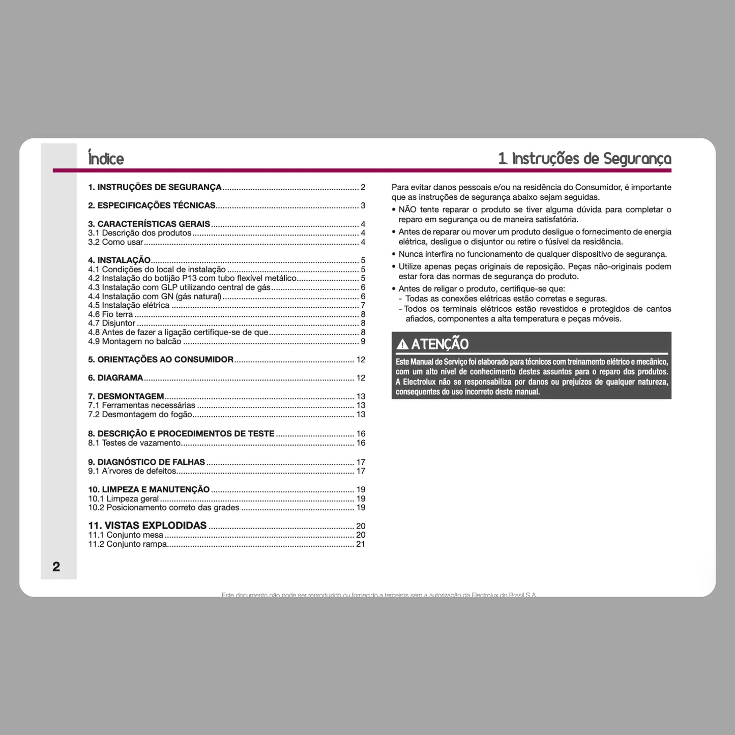 Manual de servicio técnico de Electrolux GC60V, GC75V y GC75P - Descargar PDF