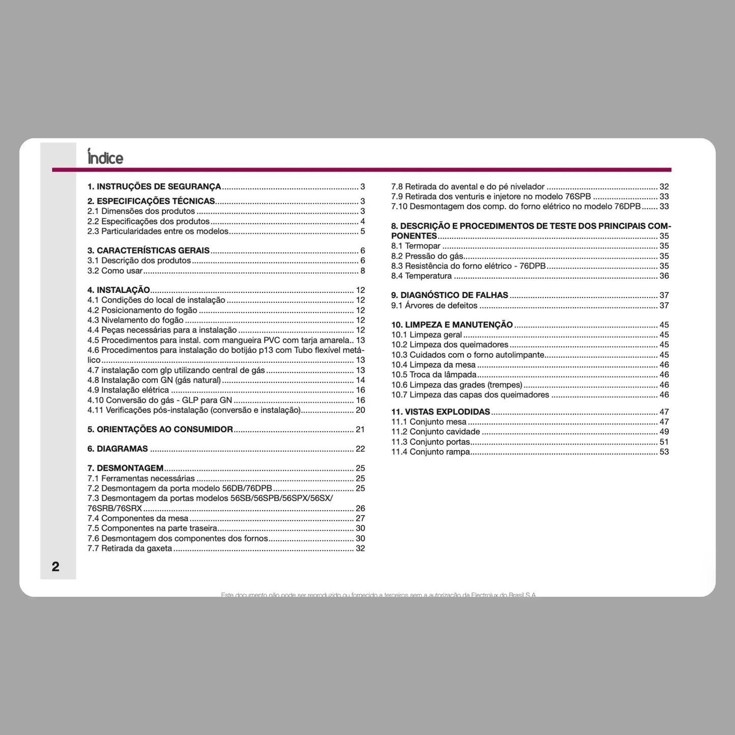 Manual Técnico de Serviços Electrolux 56SB / 56SPB / 56SX / 56DB / 76SRB / 76SRX / 76SB / 76SPB / 76DPB - Baixar PDF Electrolux