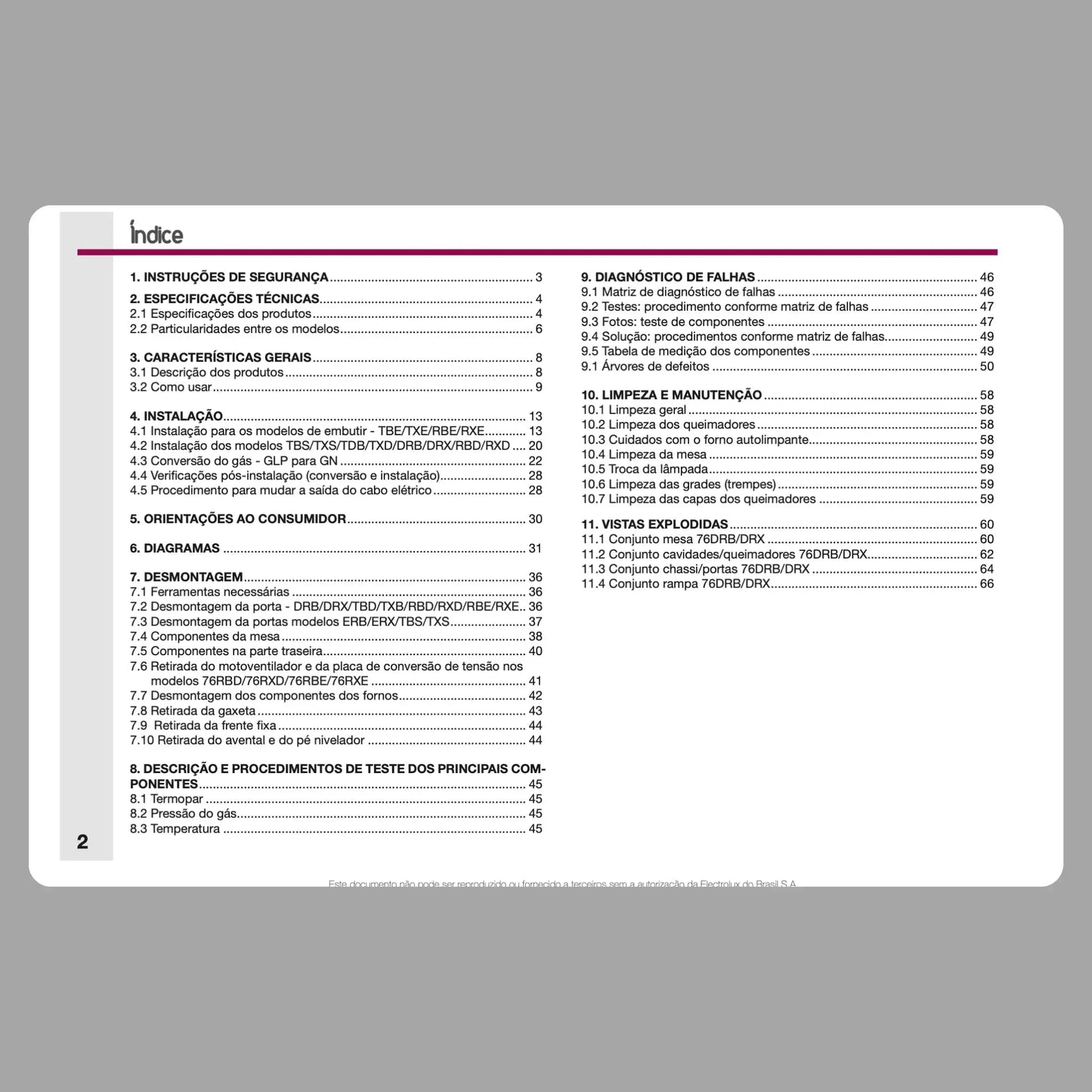 Manual Técnico de Serviços Fogões Electrolux 56TBS, 76DRB, ERB, RXE e Modelos Relacionados - Baixar PDF Electrolux