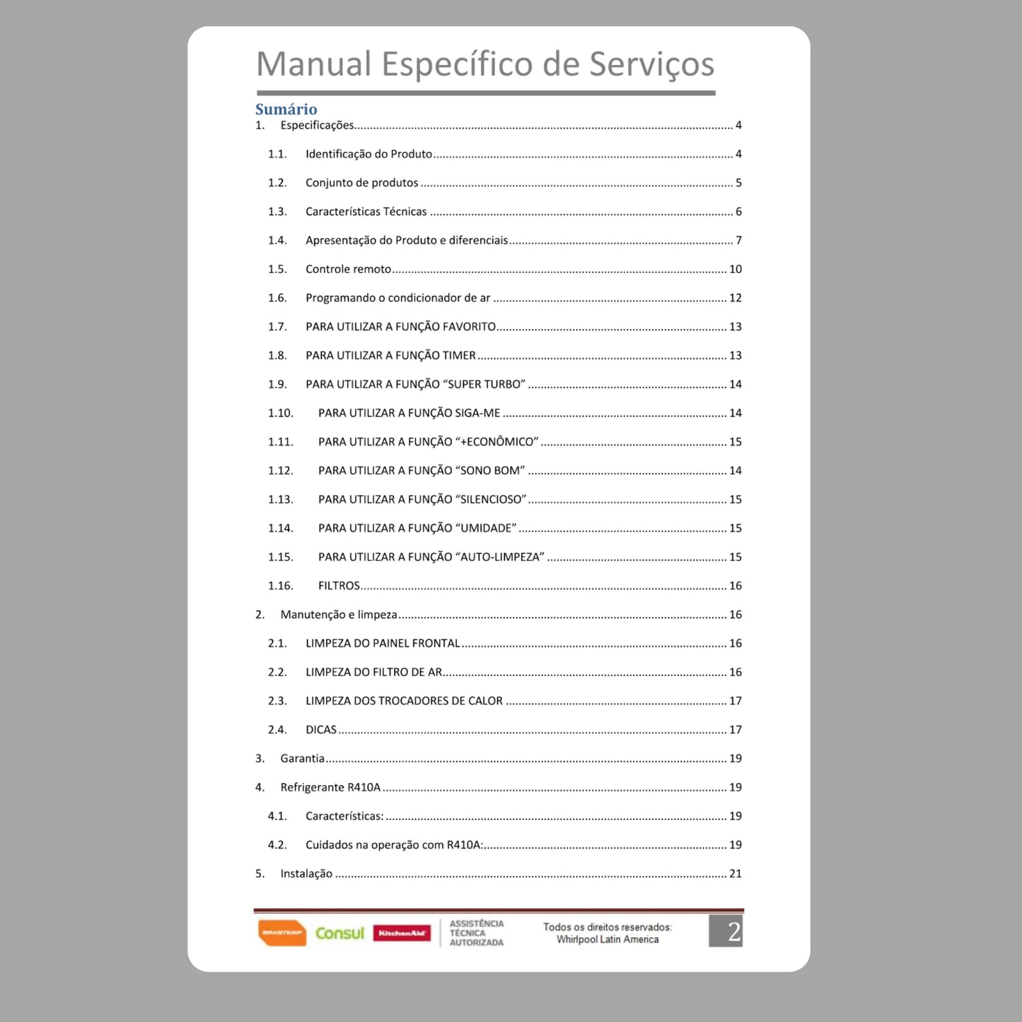 Manual Técnico de Servicio de Aire Acondicionado Split Inverter Consul CBF, CBG, CBJ, CBM - Descargar PDF
