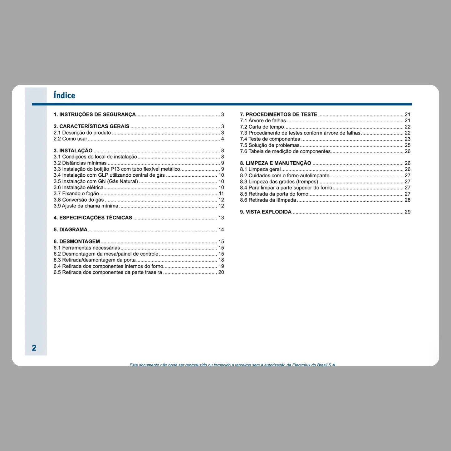 Manual Técnico de Serviços Fogão Electrolux FG90X - Baixar PDF Electrolux