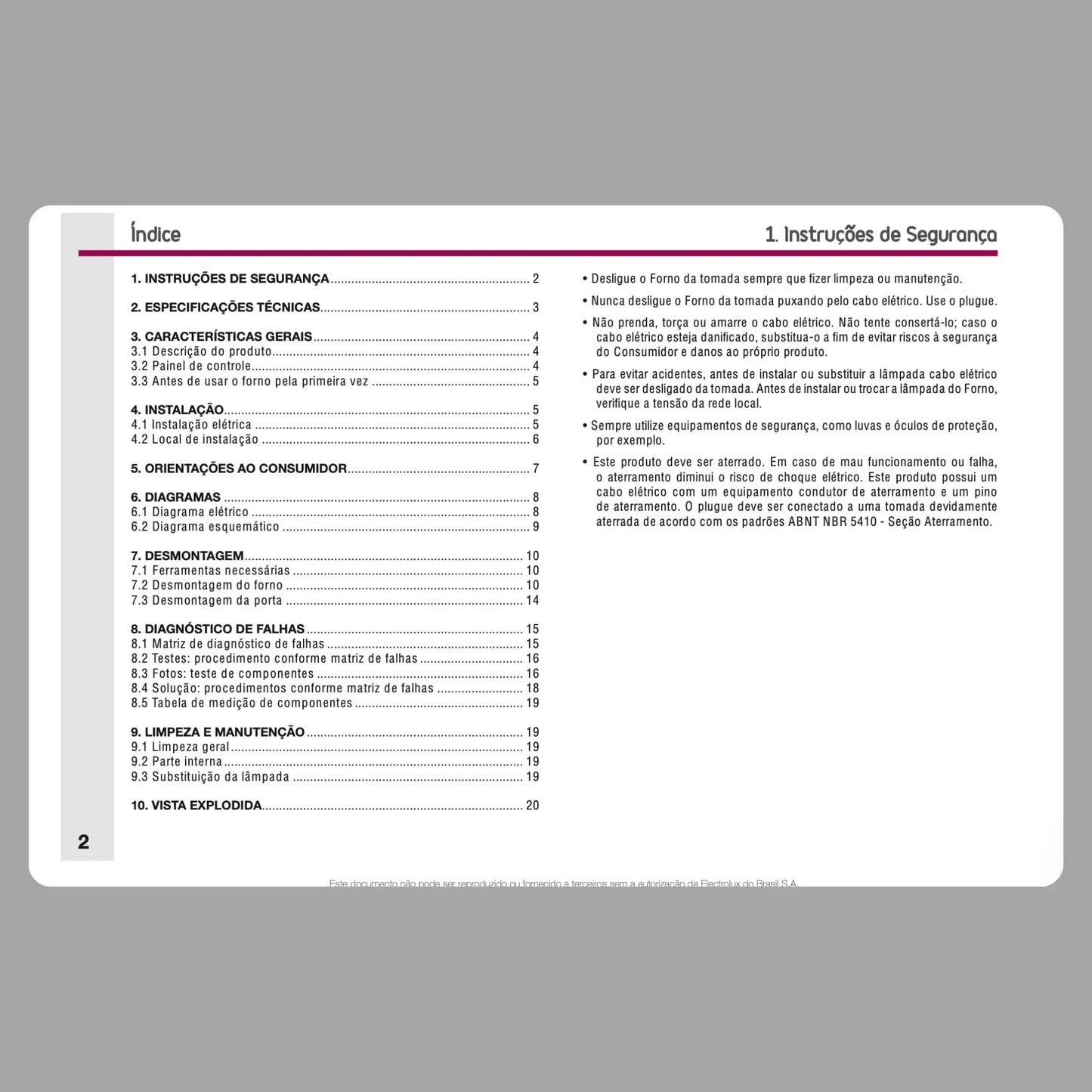 Manual Técnico de Serviços Forno Elétrico FB54B, FB54X - Baixar PDF Electrolux