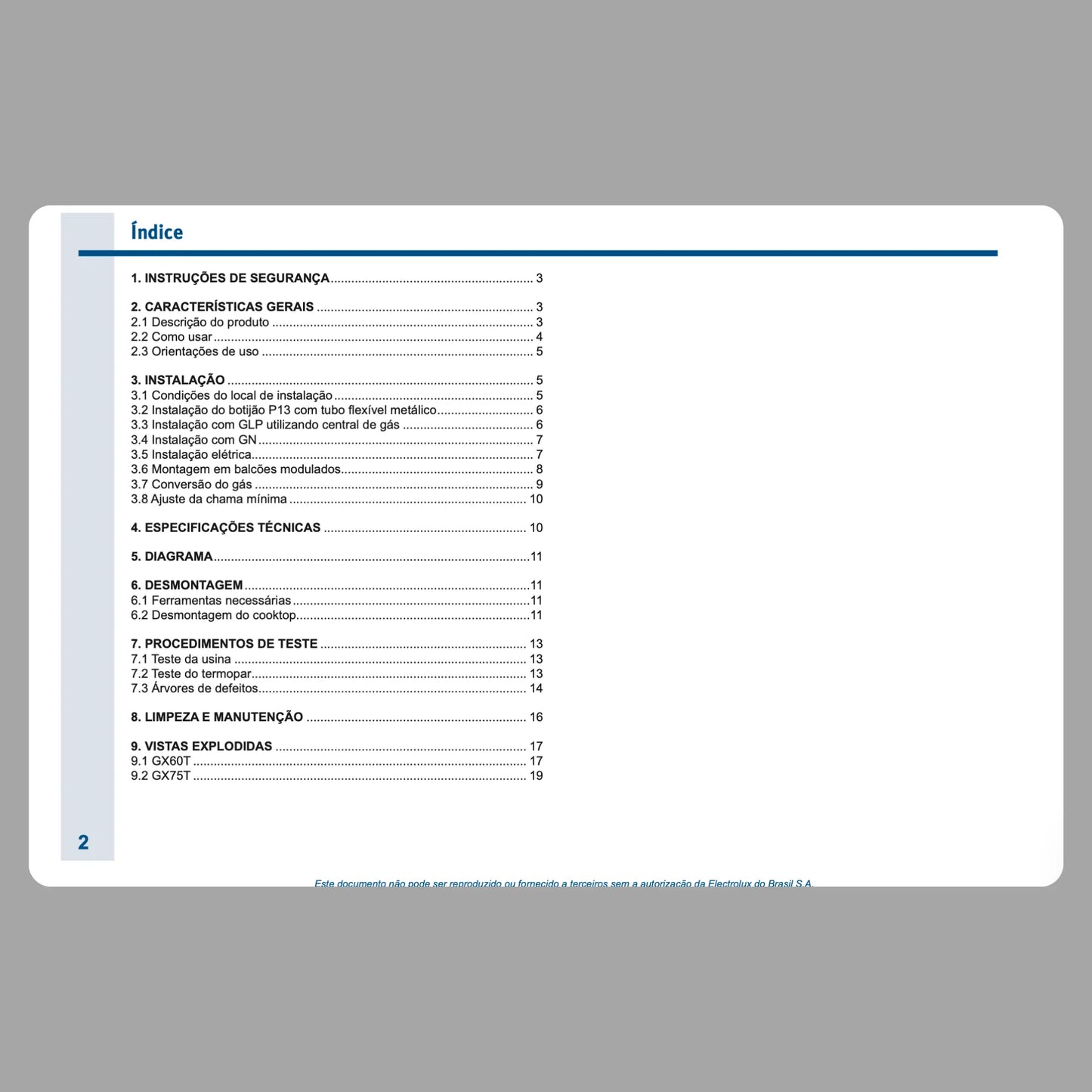 Manual técnico de servicio de las estufas Electrolux GX60T y GX75T - Descargar PDF