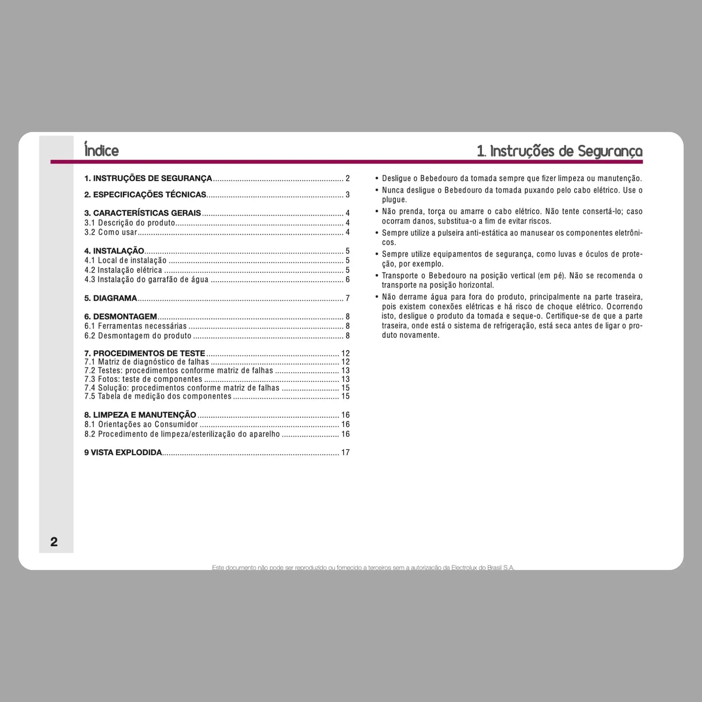 Manual Técnico de Serviços Bebedouro Electrolux BC21B e BC21X - Baixar PDF Electrolux