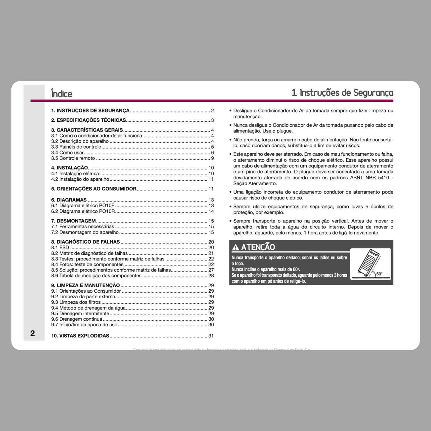 Manual técnico de servicio del aire acondicionado portátil Electrolux PO10F, PO10R - Descargar PDF