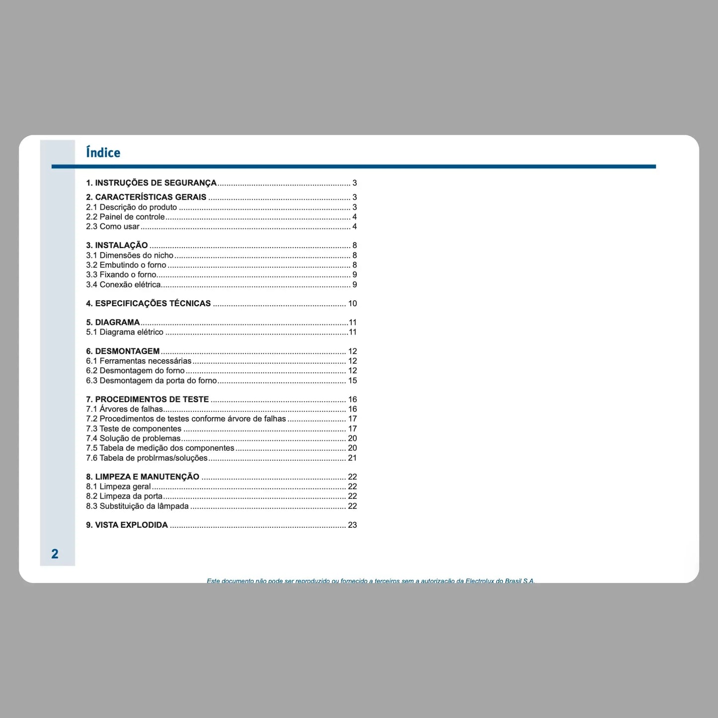 Manual Técnico de Serviços Forno Elétrico Electrolux OE9SX - Baixar PDF Electrolux