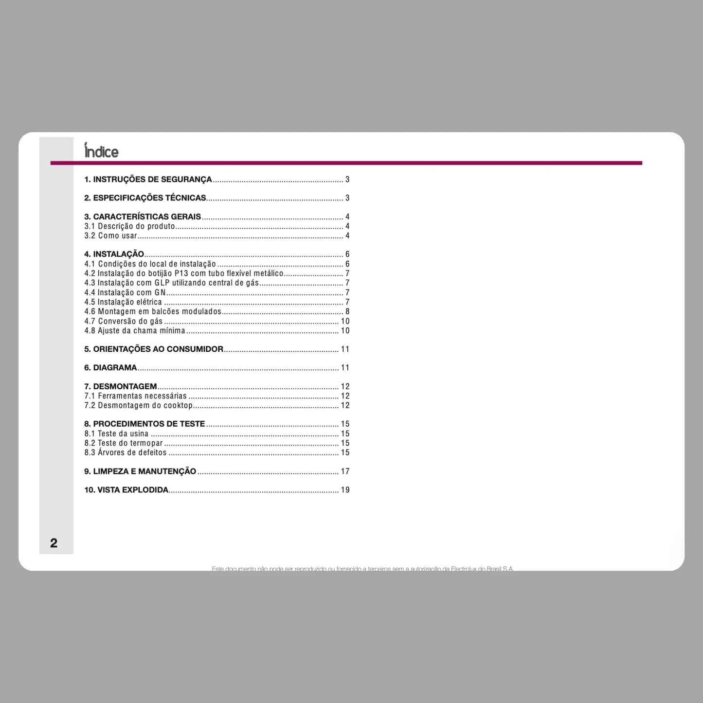 Manual Técnico de Serviços Cooktop GF90X - Baixar PDF Electrolux