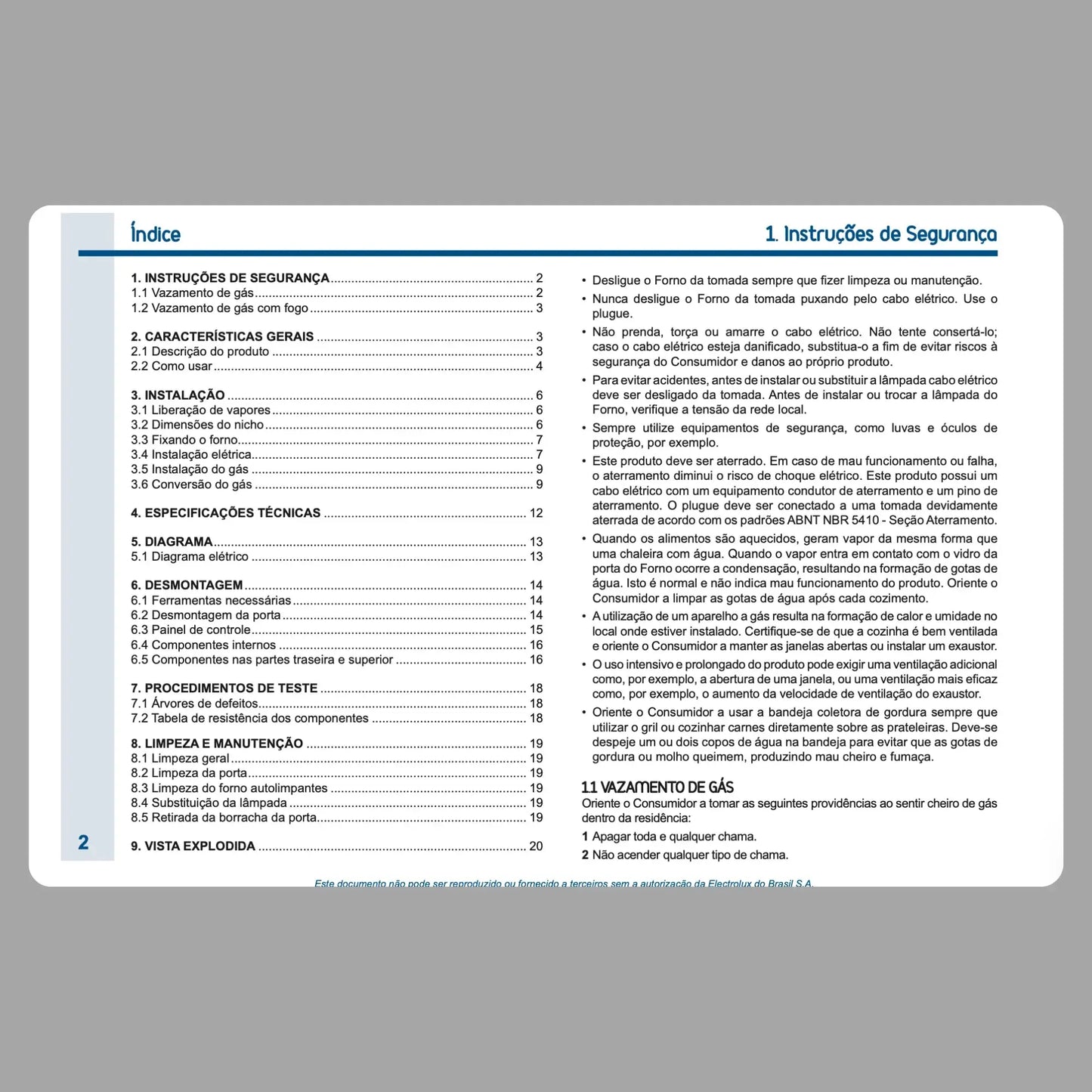 Manual Técnico de Serviços Forno a Gás Embutir OG7MX - Baixar PDF Electrolux