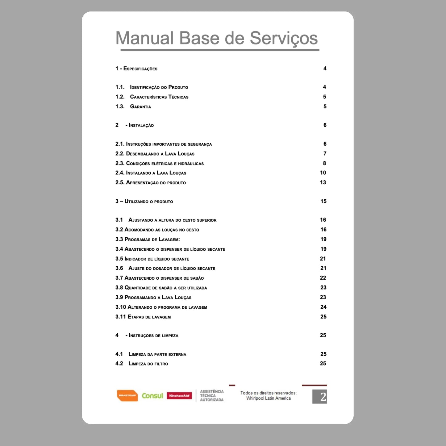 Manual técnico de servicio del lavavajillas Brastemp BLF14 - Descargar PDF