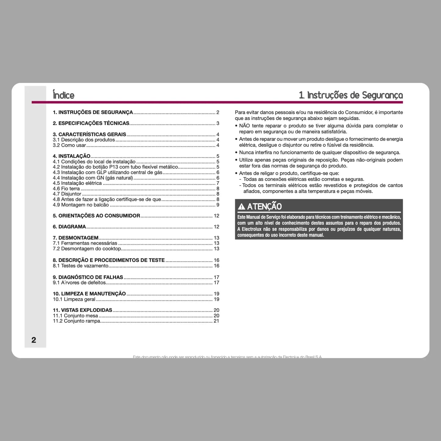 Manual Técnico de Serviços Cooktop Electrolux GT60X, GT75X e GF75X - Baixar PDF Electrolux