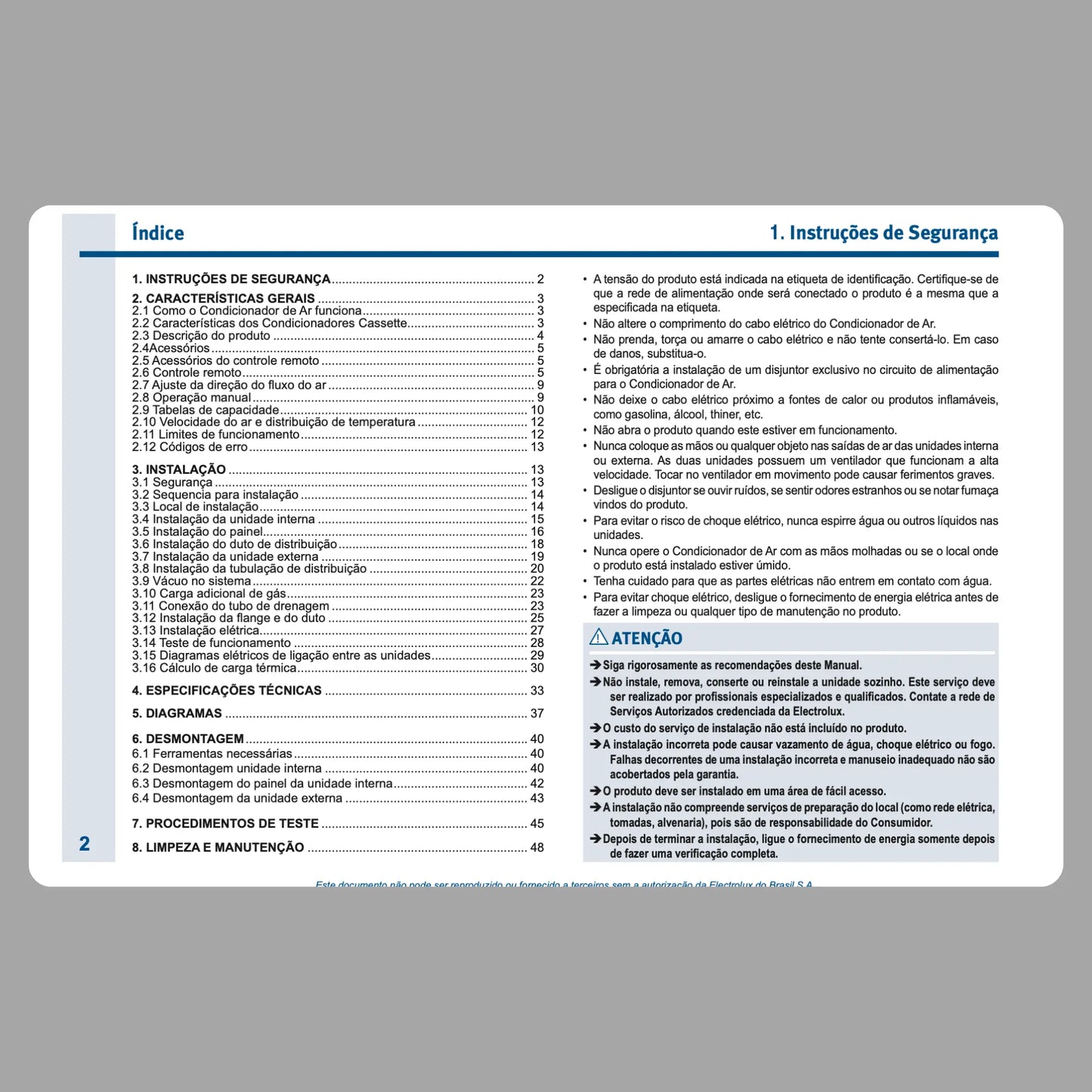 Manual Técnico de Serviços Ar-Condicionado Piso Teto Electrolux KI36F, KI48M, KI48F e KE36F, KE48M, KE48F - Baixar PDF Electrolux