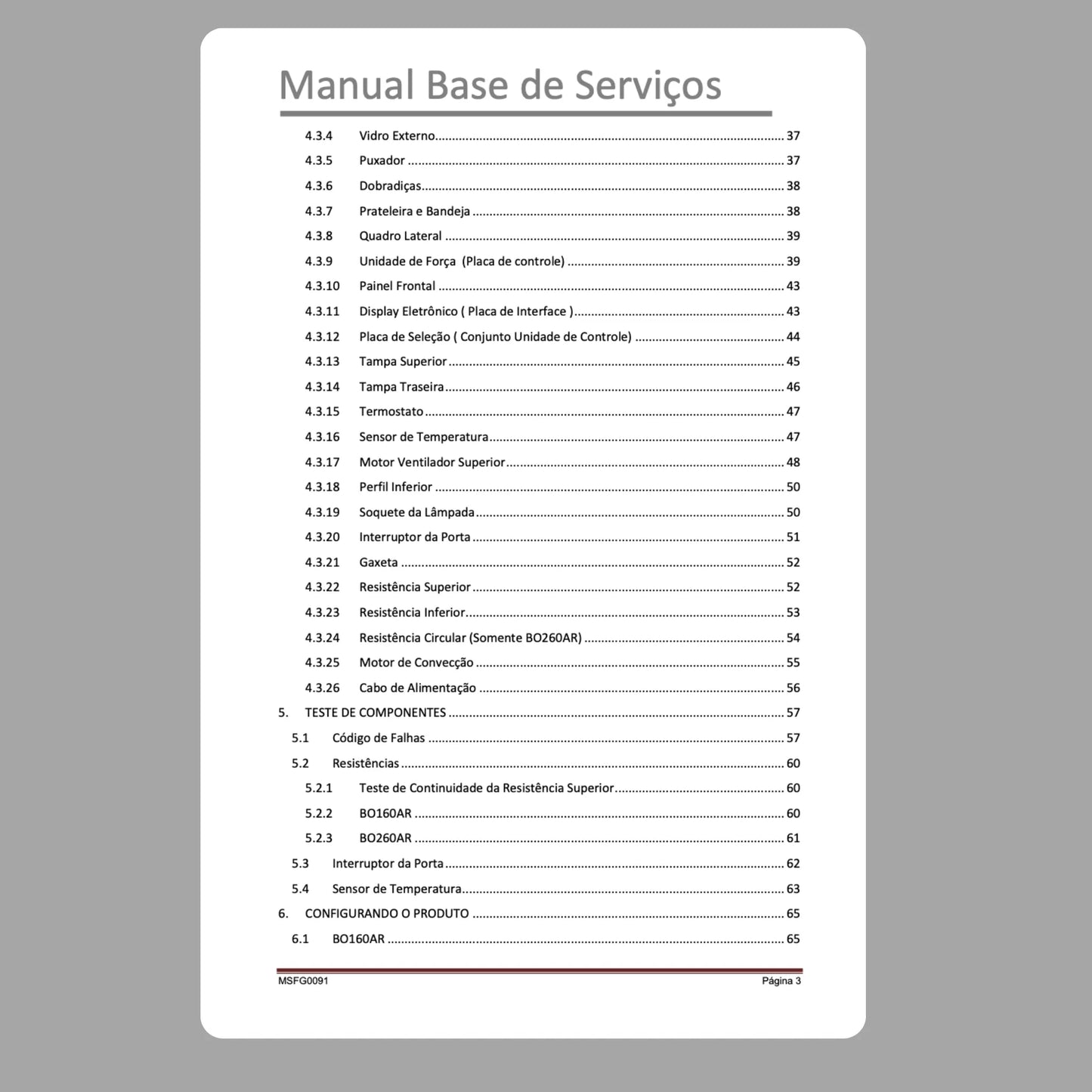 Manual de servicio técnico de Brastemp BO160AR y BO260AR - Descargar PDF