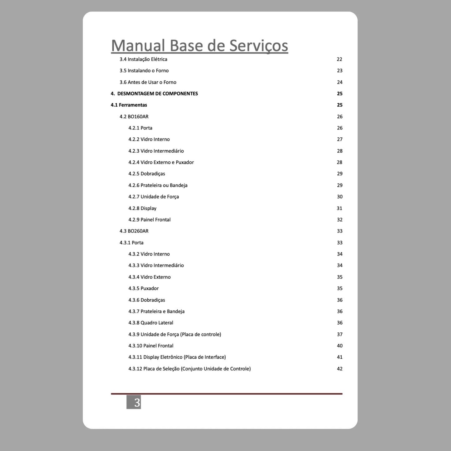 Manual de servicio técnico de Brastemp BO160AR y BO260AR - Descargar PDF