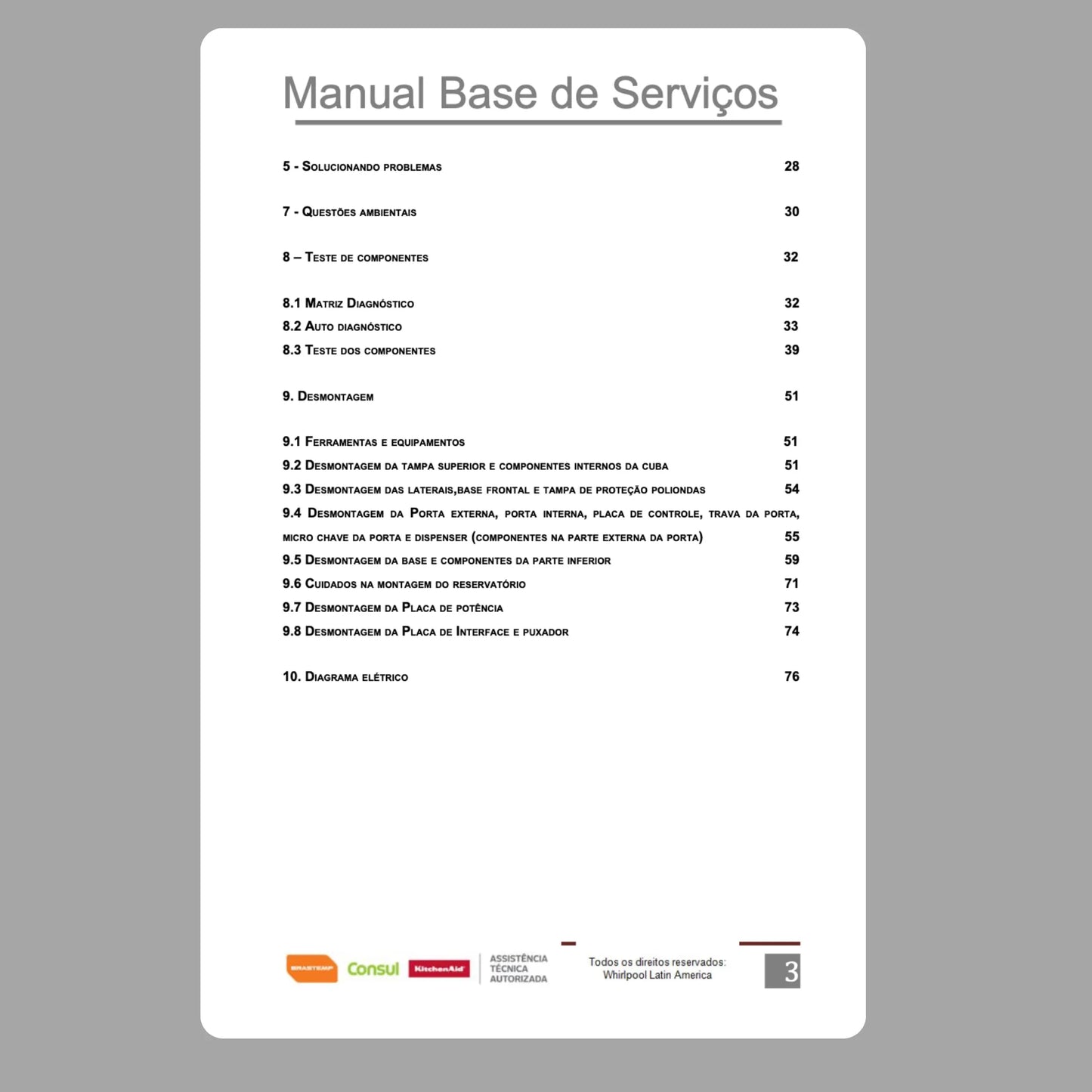 Manual técnico de servicio del lavavajillas Brastemp BLF14 - Descargar PDF