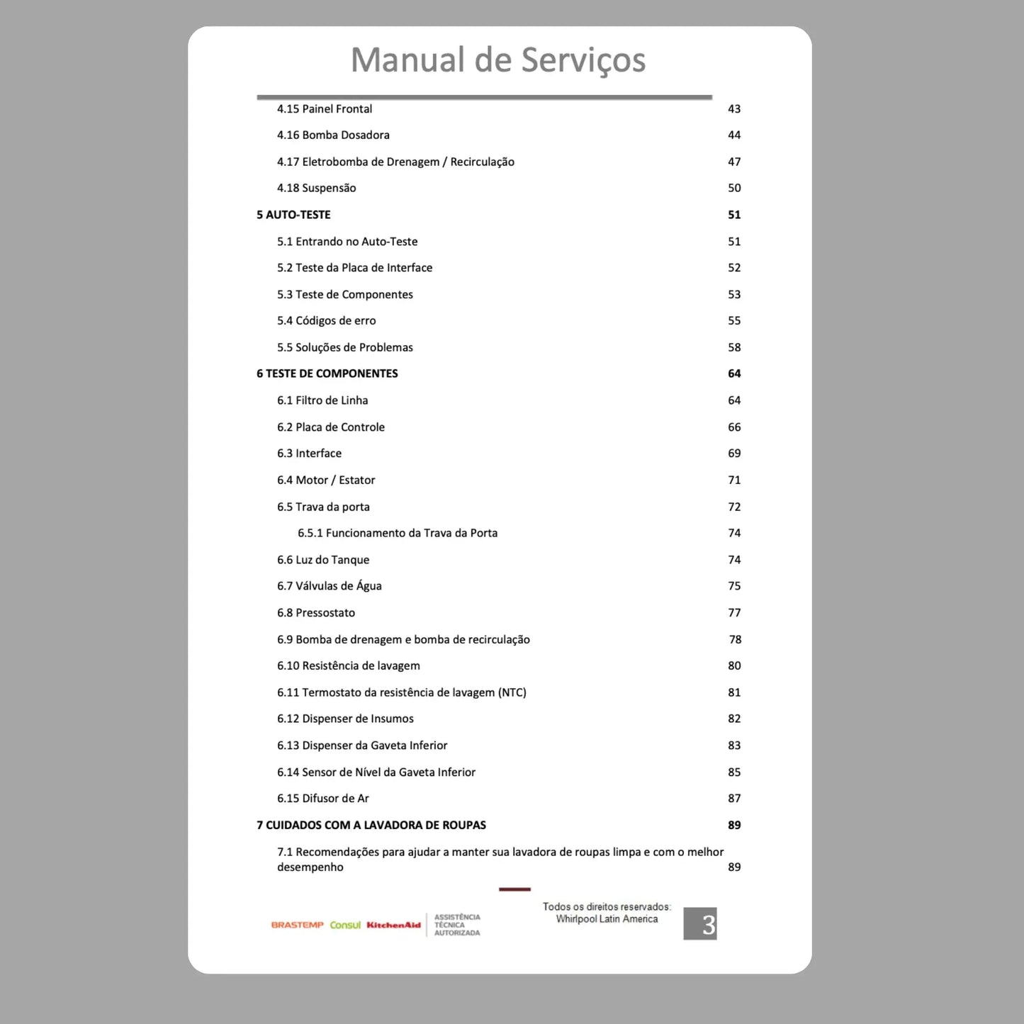 Manual Técnico De Serviços Lava E Seca Brastemp BNF15asana-Baixar PDF Brastemp