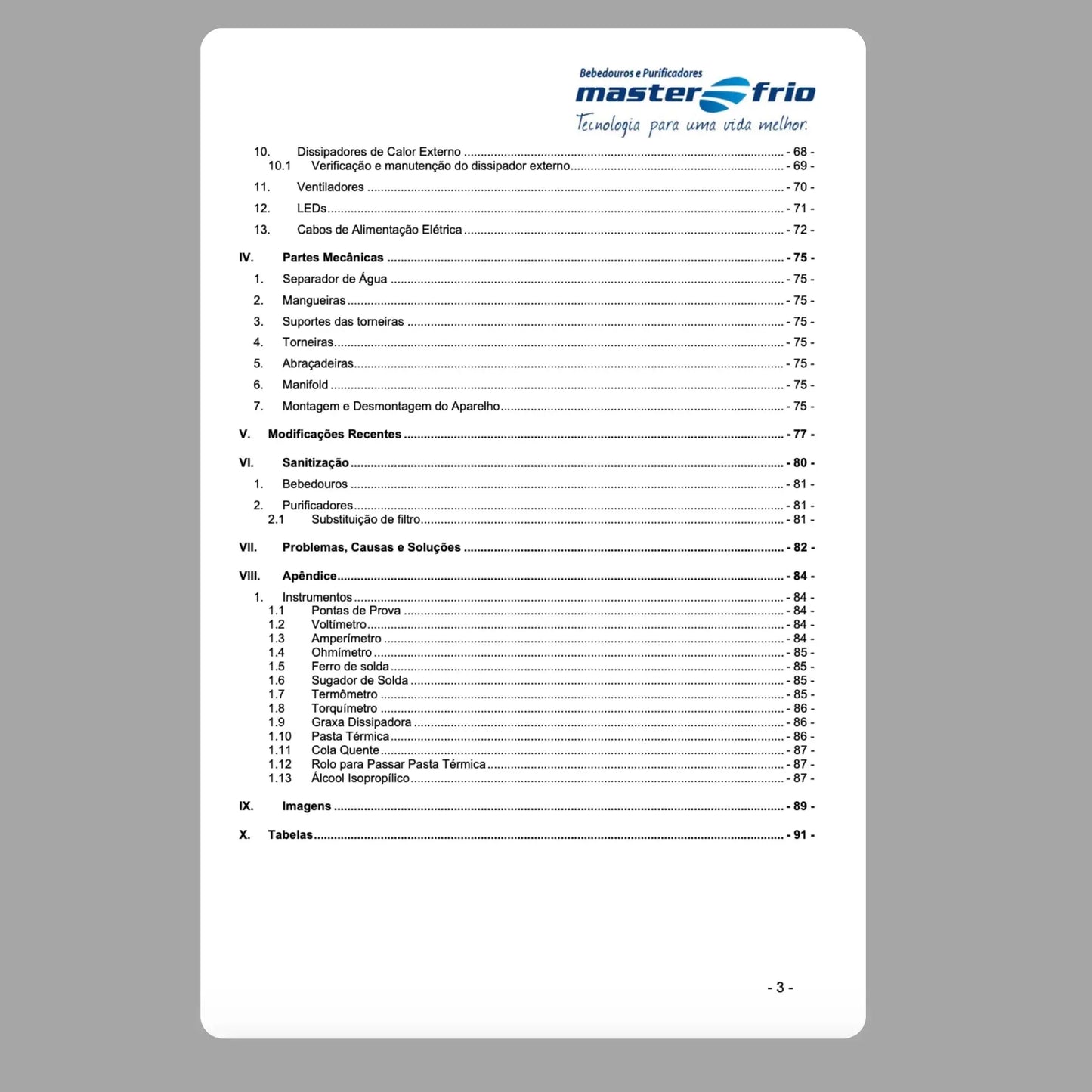 Manual Técnico de Serviços Bebedouro Eletrônico Masterfrio - Baixar PDF MasterFrio