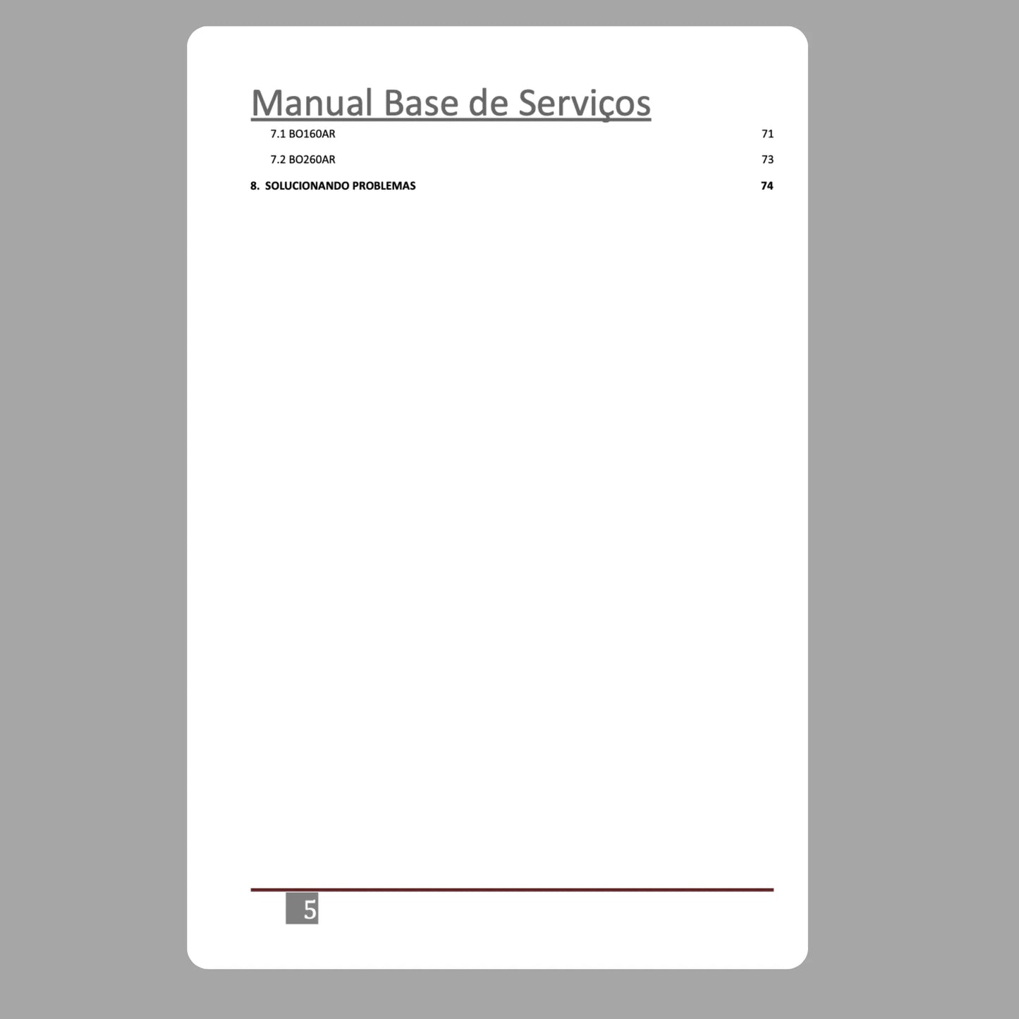 Manual de servicio técnico de Brastemp BO160AR y BO260AR - Descargar PDF