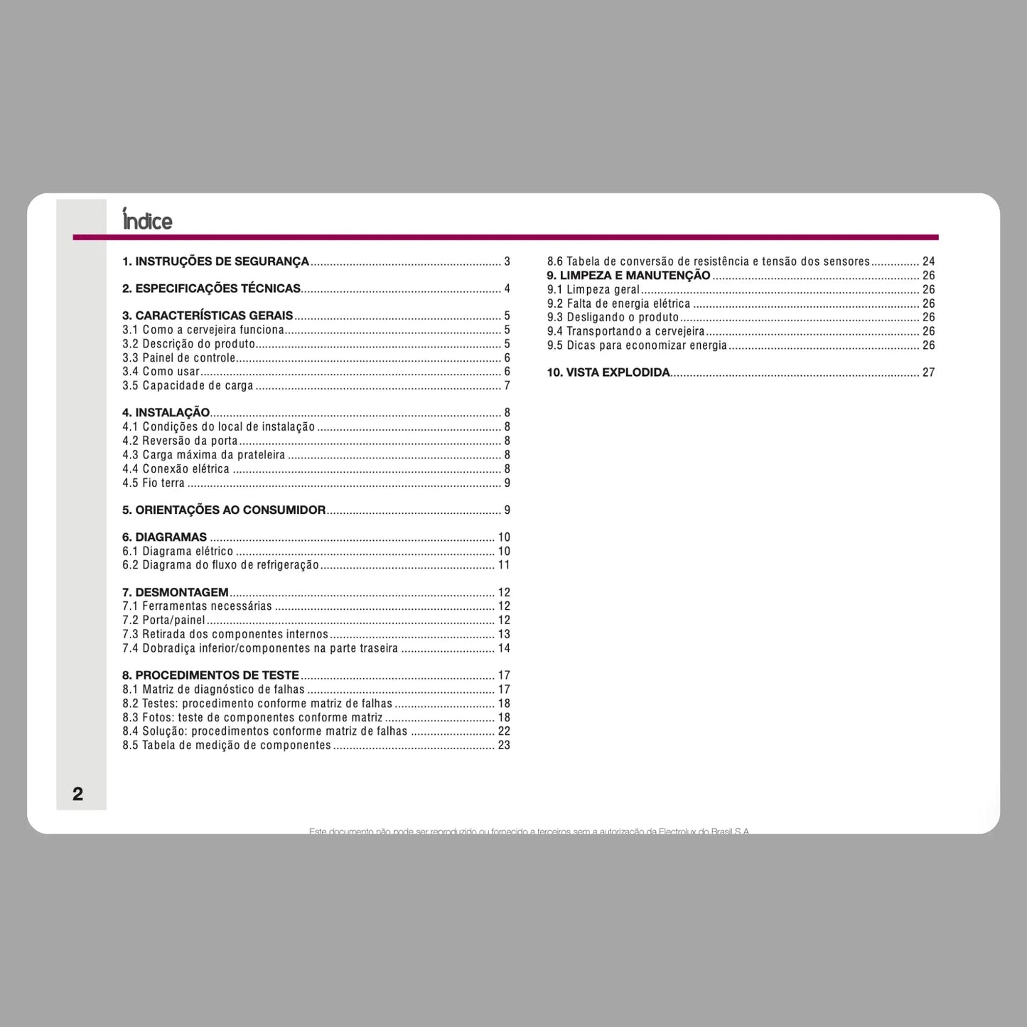Manual Técnico de Serviços Cervejeira Electrolux BEER2 - Baixar PDF Electrolux