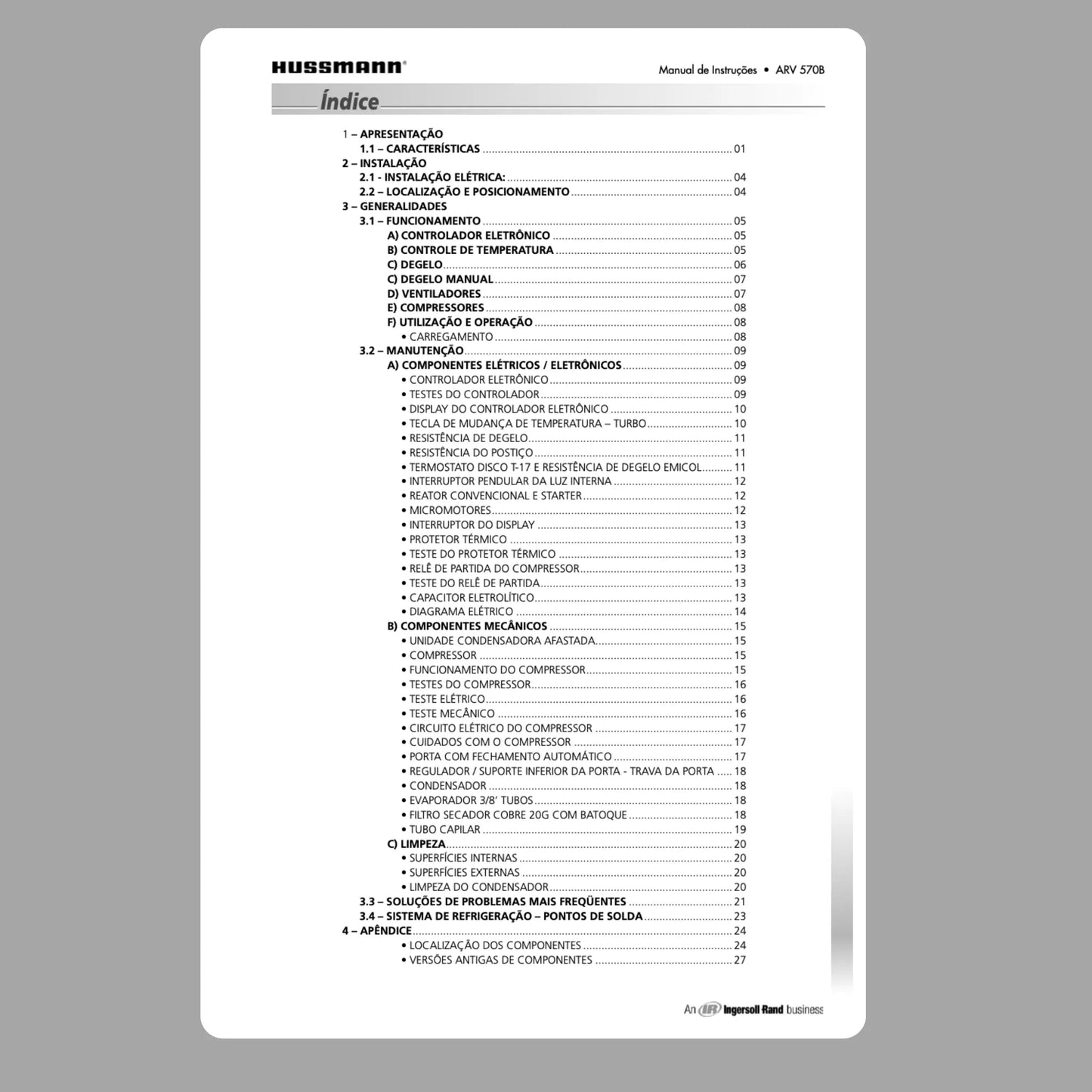 Manual Técnico de Serviços Expositor Vertical ARV 570B - Baixar PDF Hussmann
