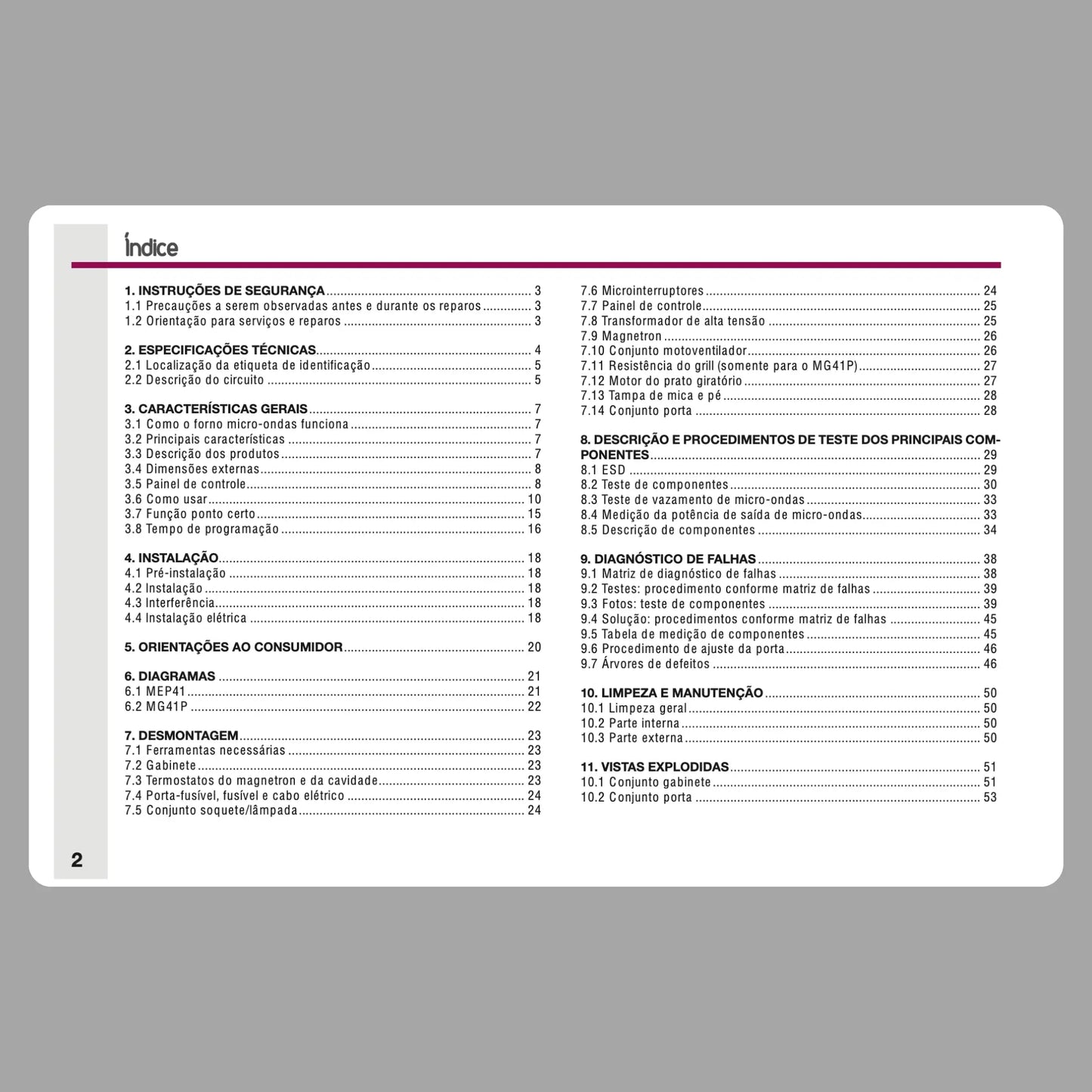Manual Técnico de Serviços Forno Micro-ondas Electrolux MEP41, MG41P e MB41G - Baixar PDF Electrolux