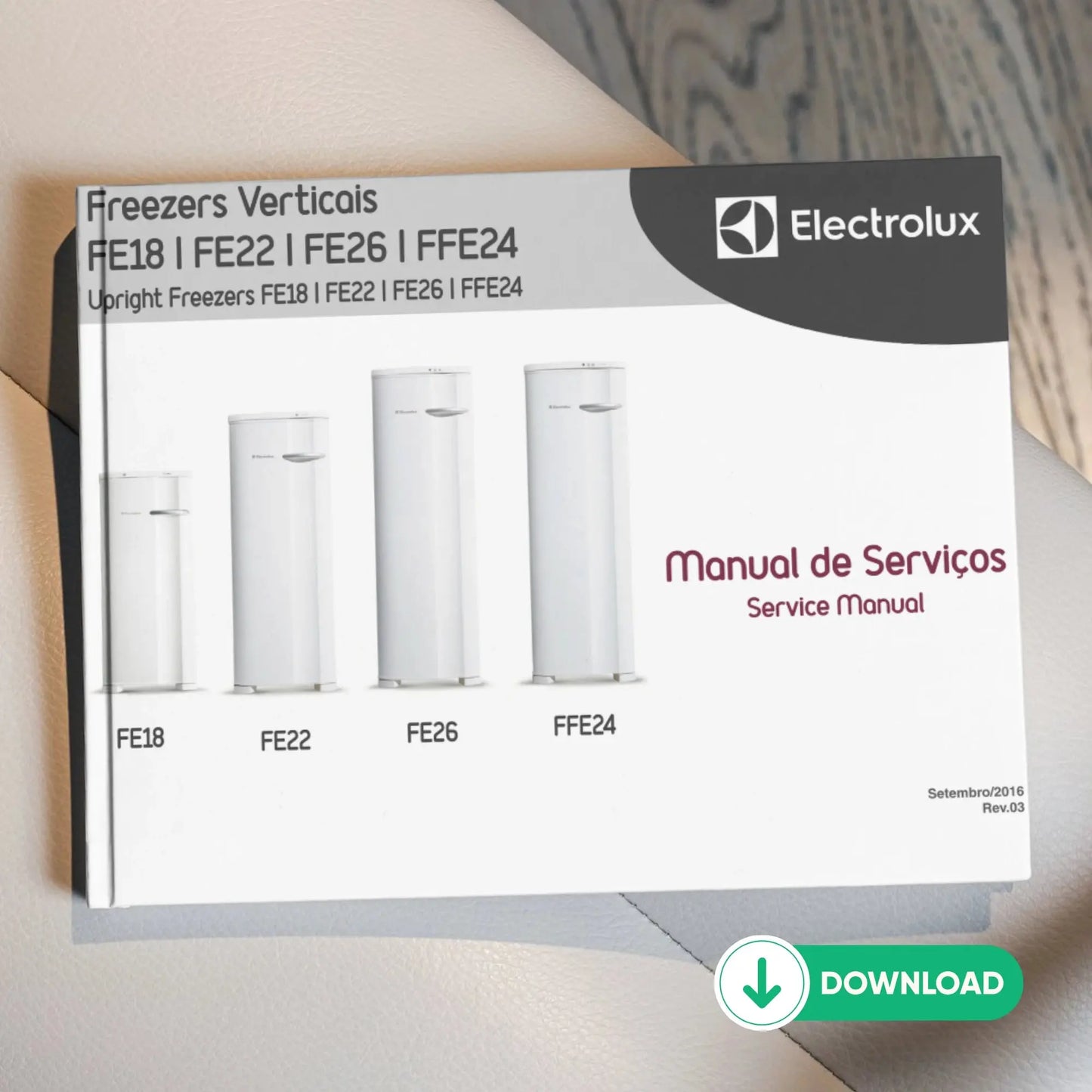 Manual Técnico de Serviços Freezer Electrolux FE18, FE22, FE24, FE26 - Baixar PDF Electrolux