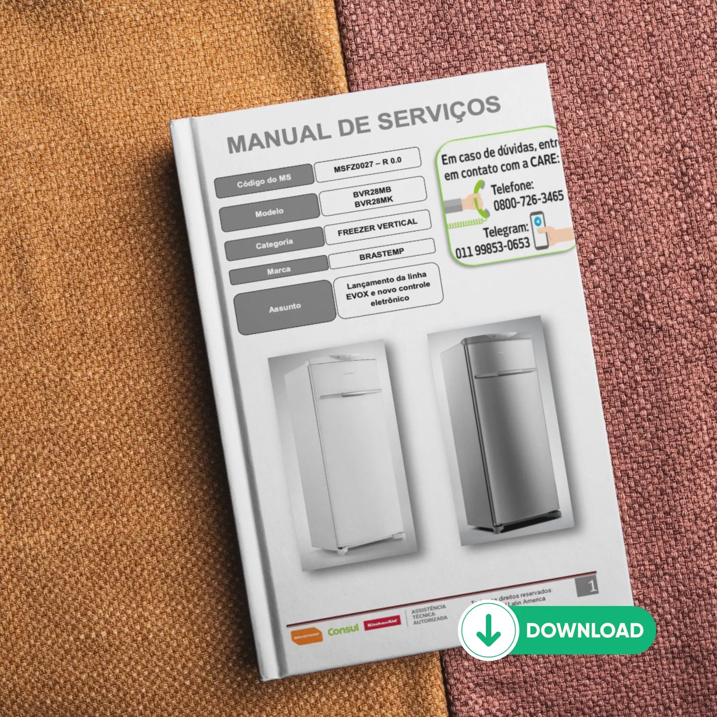 Manual Técnico de Serviços Freezer Vertical Brastemp BVR28MB/BVR28MK - Baixar PDF