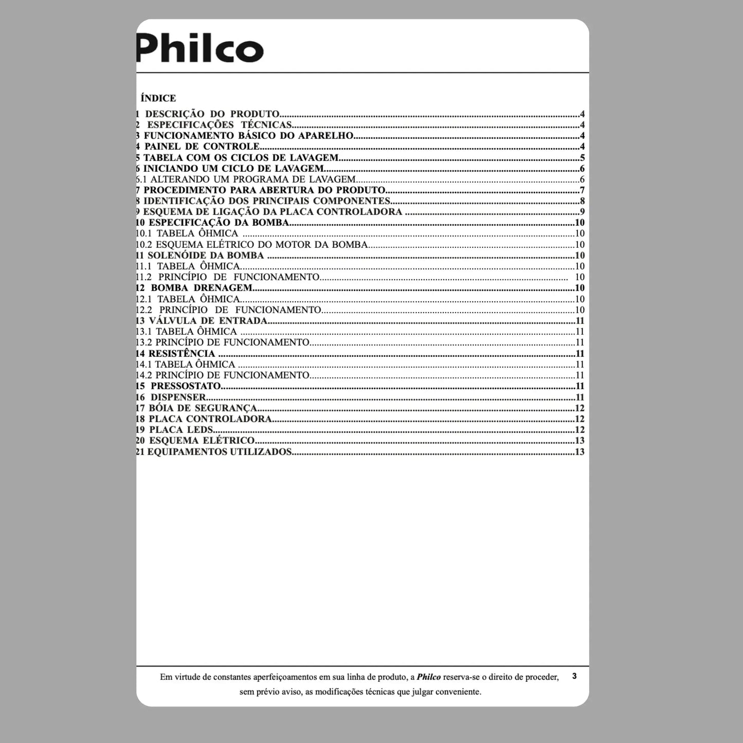 Manual Técnico de Serviços Lava-louças Philco PL21S - Baixar PDF Philco