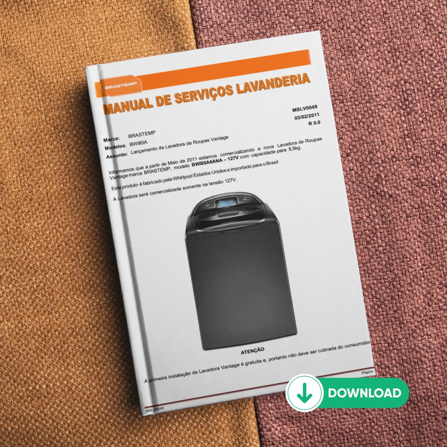 Manual Técnico de Serviços Lavadora Brastemp BWI85A - Baixar PDF