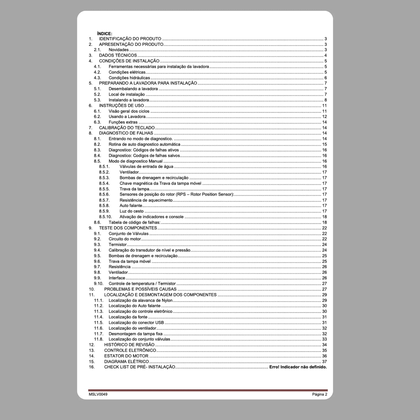 Manual Técnico de Serviços Lavadora Brastemp BWI85A - Baixar PDF