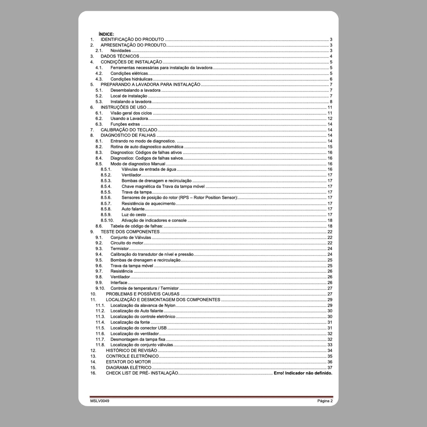 Manual Técnico de Serviços Lavadora Brastemp BWI85A - Baixar PDF Brastemp