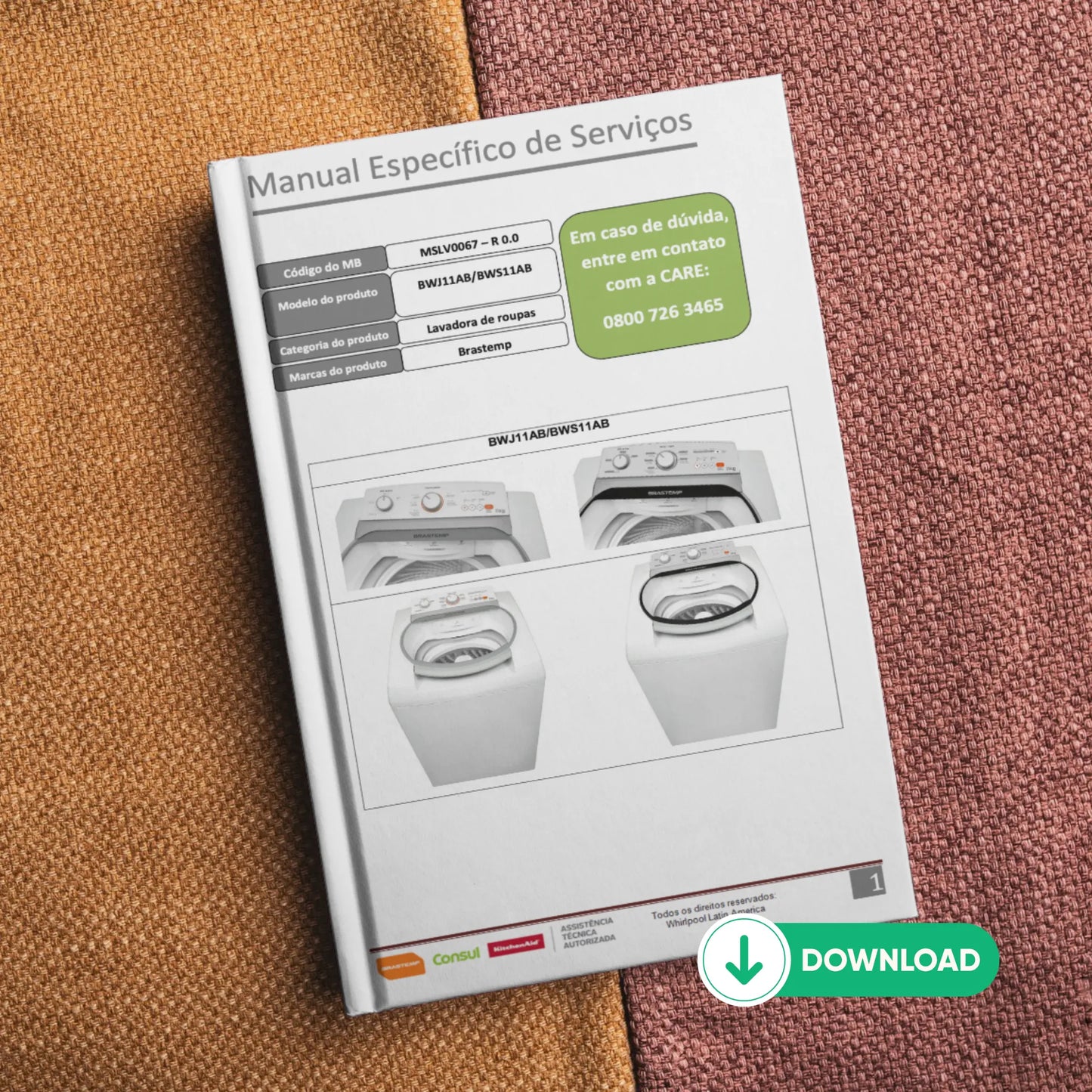 Manual Técnico de Serviços Lavadora Brastemp BWJ11AB e BWS11AB - Baixar PDF