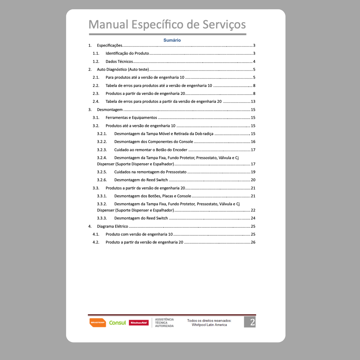 Manual técnico de servicio de la lavadora Brastemp BWK11AB - Descargar PDF
