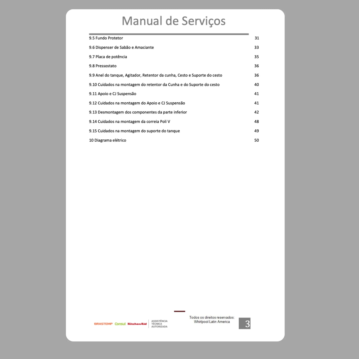 Manual Técnico de Serviços Lavadora Brastemp BWN15AT - Baixar PDF