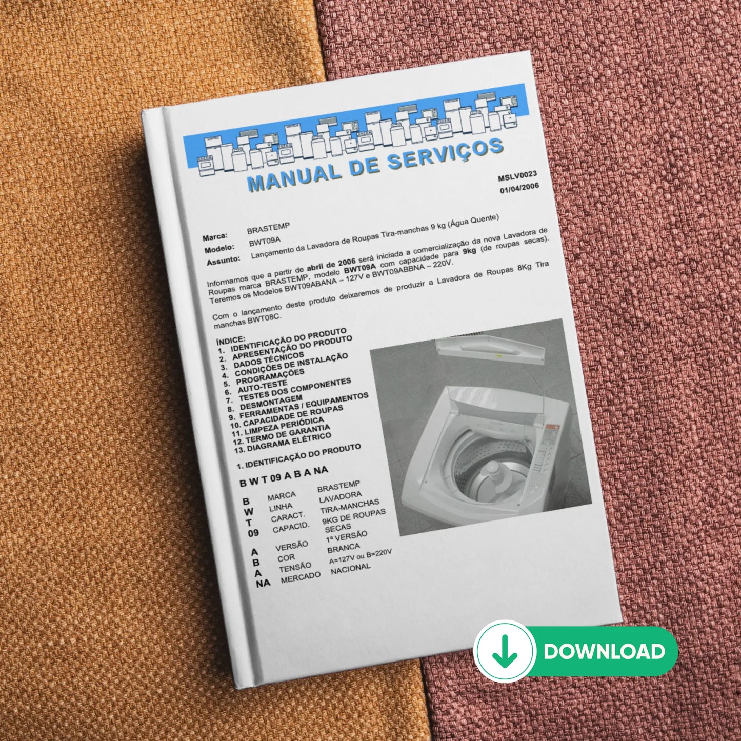 Manual Técnico de Serviços Lavadora Brastemp BWT09A - Baixar PDF