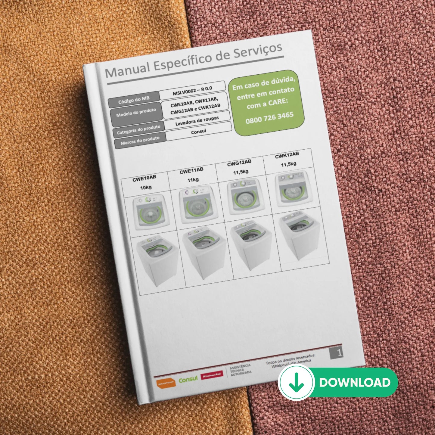 Manual Técnico de Serviços Lavadora Consul CWE10AB, CWE11AB, CWG12AB e CWK12AB - Baixar PDF