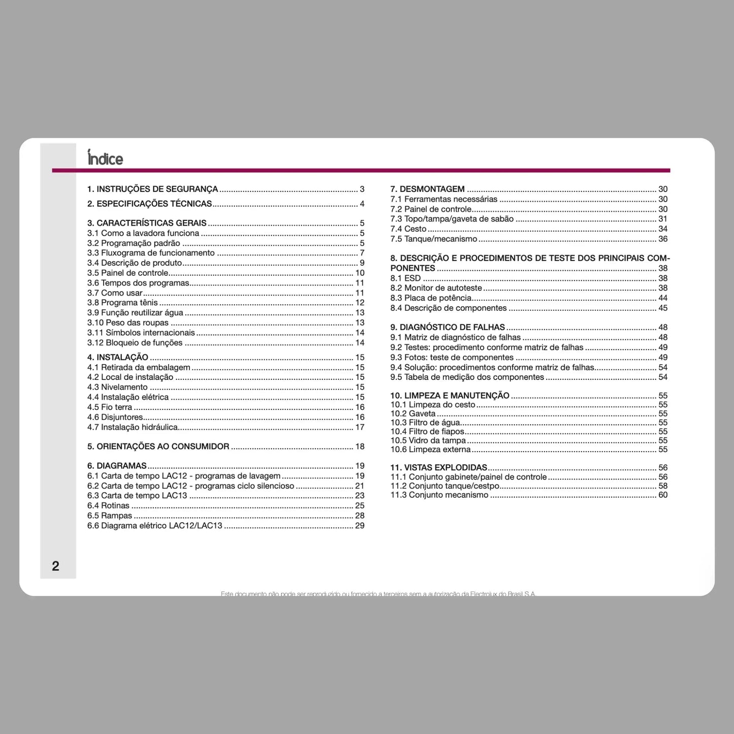 Manual Técnico de Serviços Lavadora Electrolux LAC12/LAC13 - Baixar PDF Electrolux