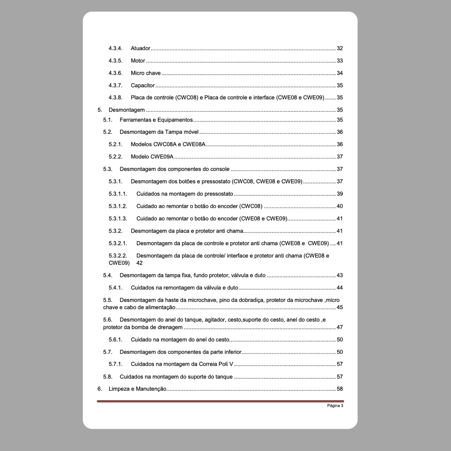 Manual Técnico de Serviços Lavadora Consul CWC08AB, CWE08AB, CWE09AB - Baixar PDF