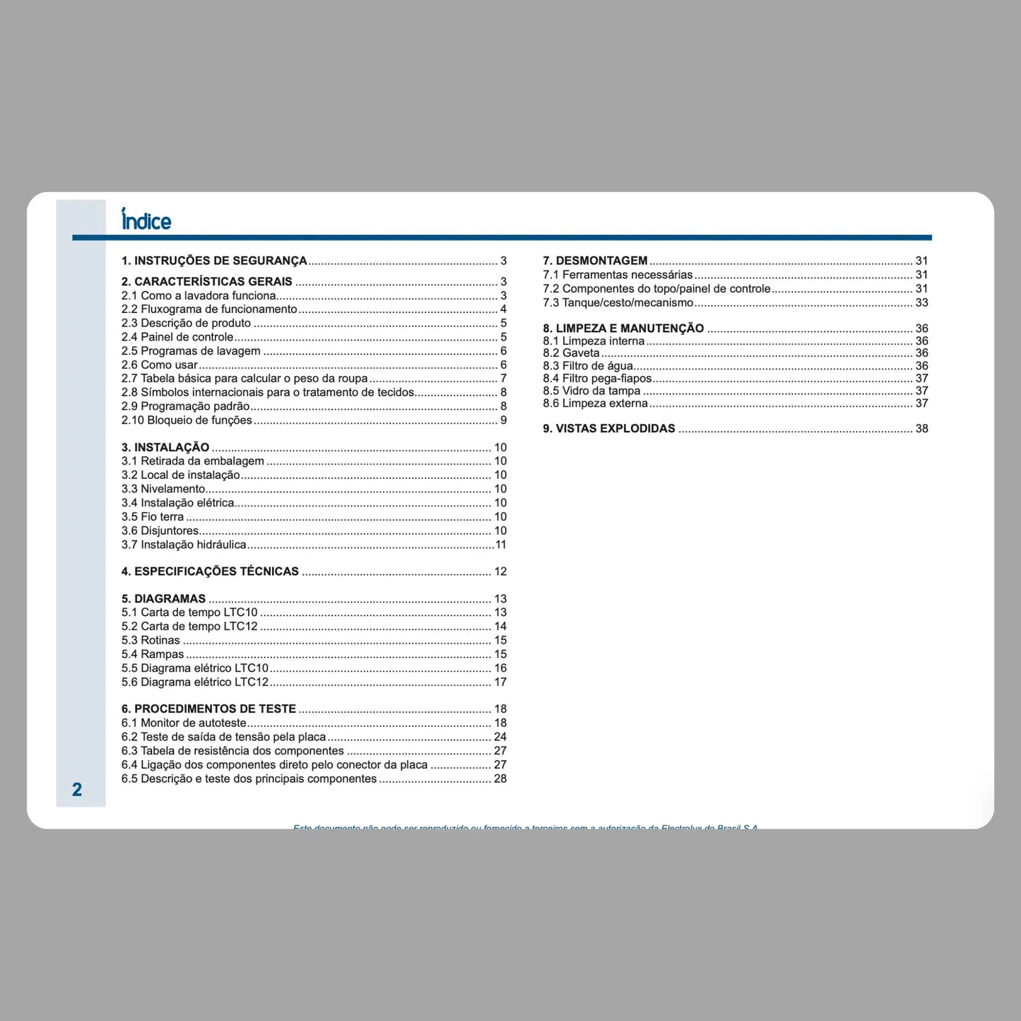 Manual Técnico de Serviços Lavadora Electrolux LTC10/LTC12 - Baixar PDF Electrolux