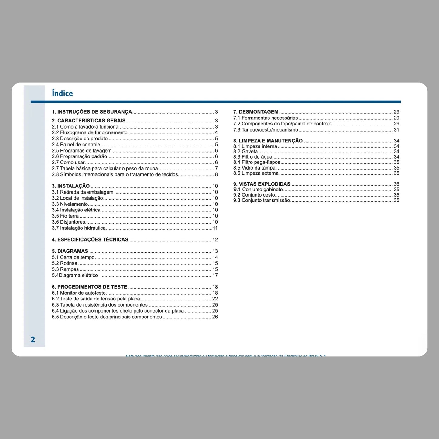 Manual Técnico de Serviços Lavadora Electrolux LTE08 - Baixar PDF Electrolux