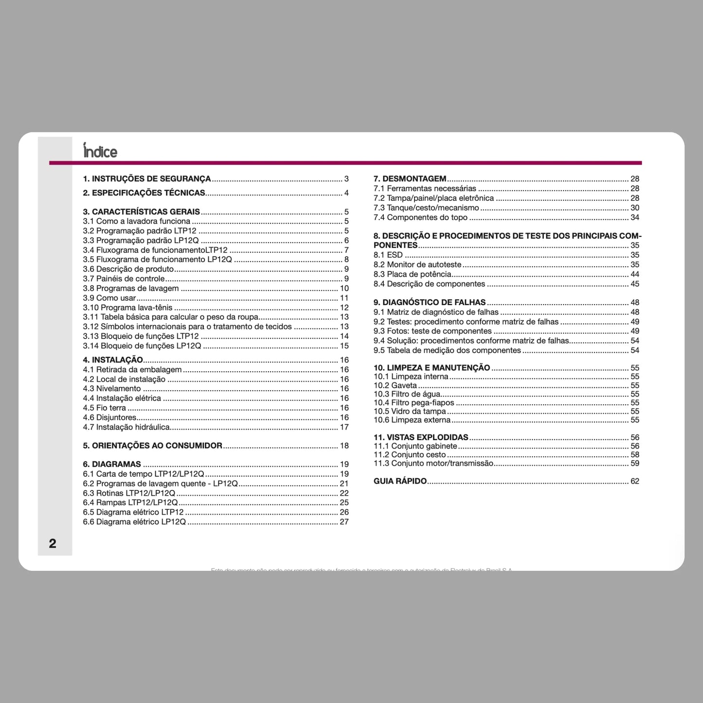 Manual Técnico de Serviços Lavadora Electrolux LTP12 e LP12Q - Baixar PDF