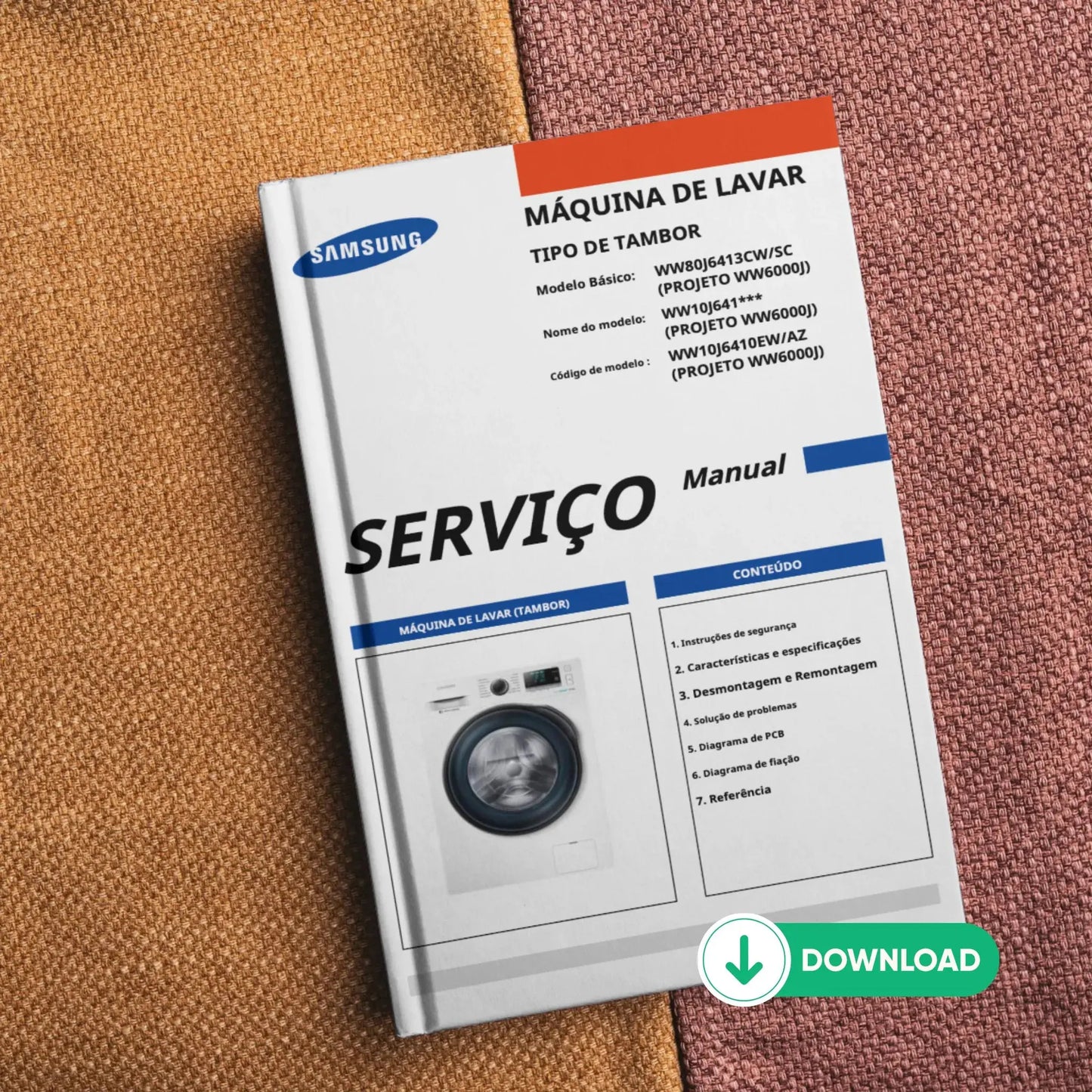 Manual Técnico de Serviços Lavadora Samsung WW10J641 - Baixar PDF Samsung