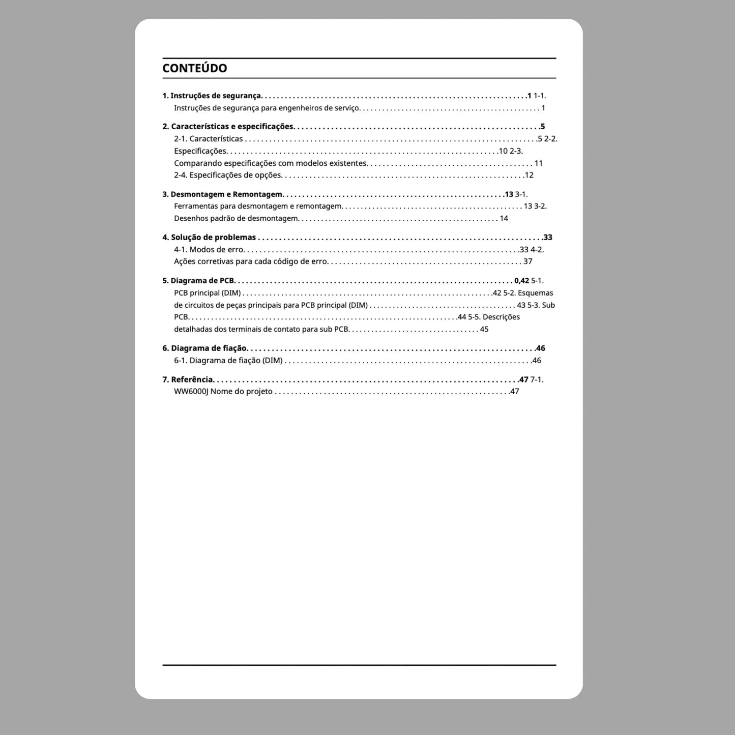Manual Técnico de Serviços Lavadora Samsung WW10J641 - Baixar PDF Samsung