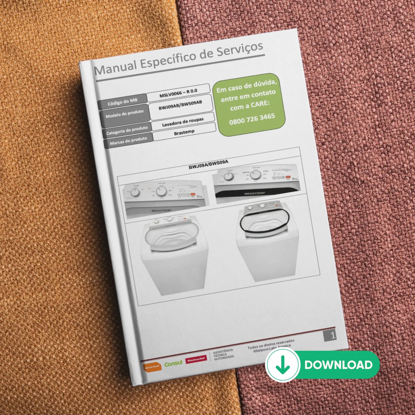 Manual Técnico de Serviços Lavadoras Brastemp BWJ09AB/BWS09AB - Baixar PDF