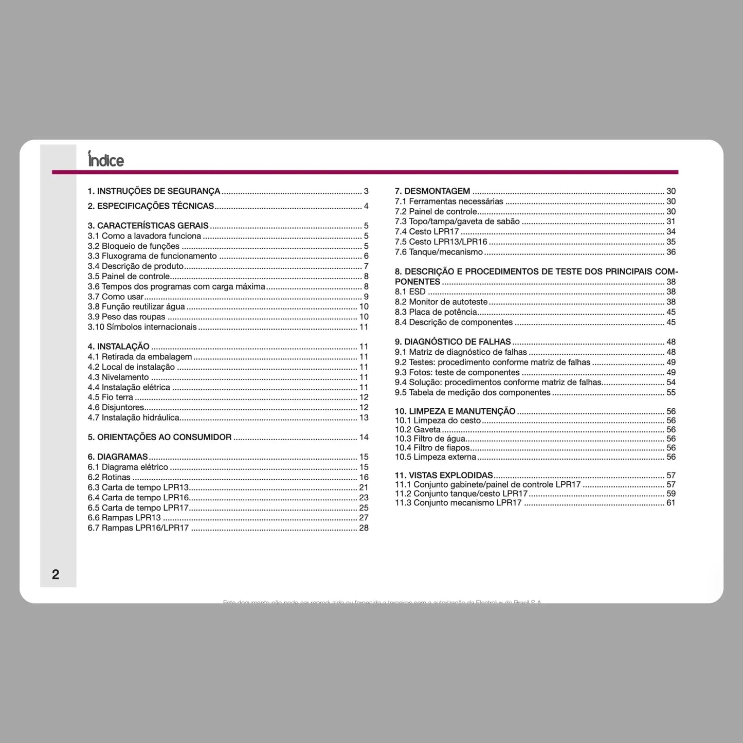 Manual Técnico de Serviços Lavadoras Electrolux LPR13, LPR16, LPR17 - Baixar PDF Electrolux