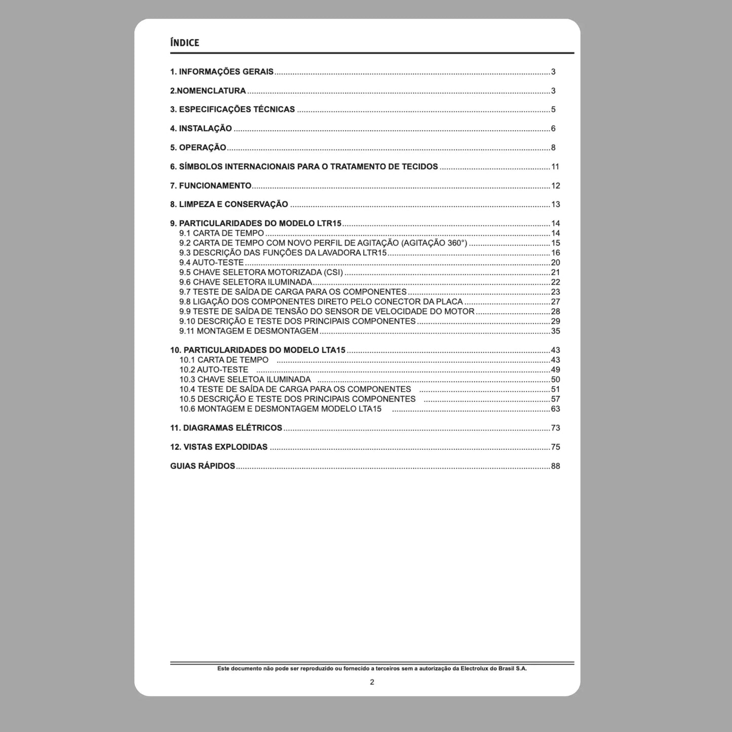 Manual Técnico de Serviços Lavadoras Electrolux LTA15/LTR15 - Baixar PDF Electrolux