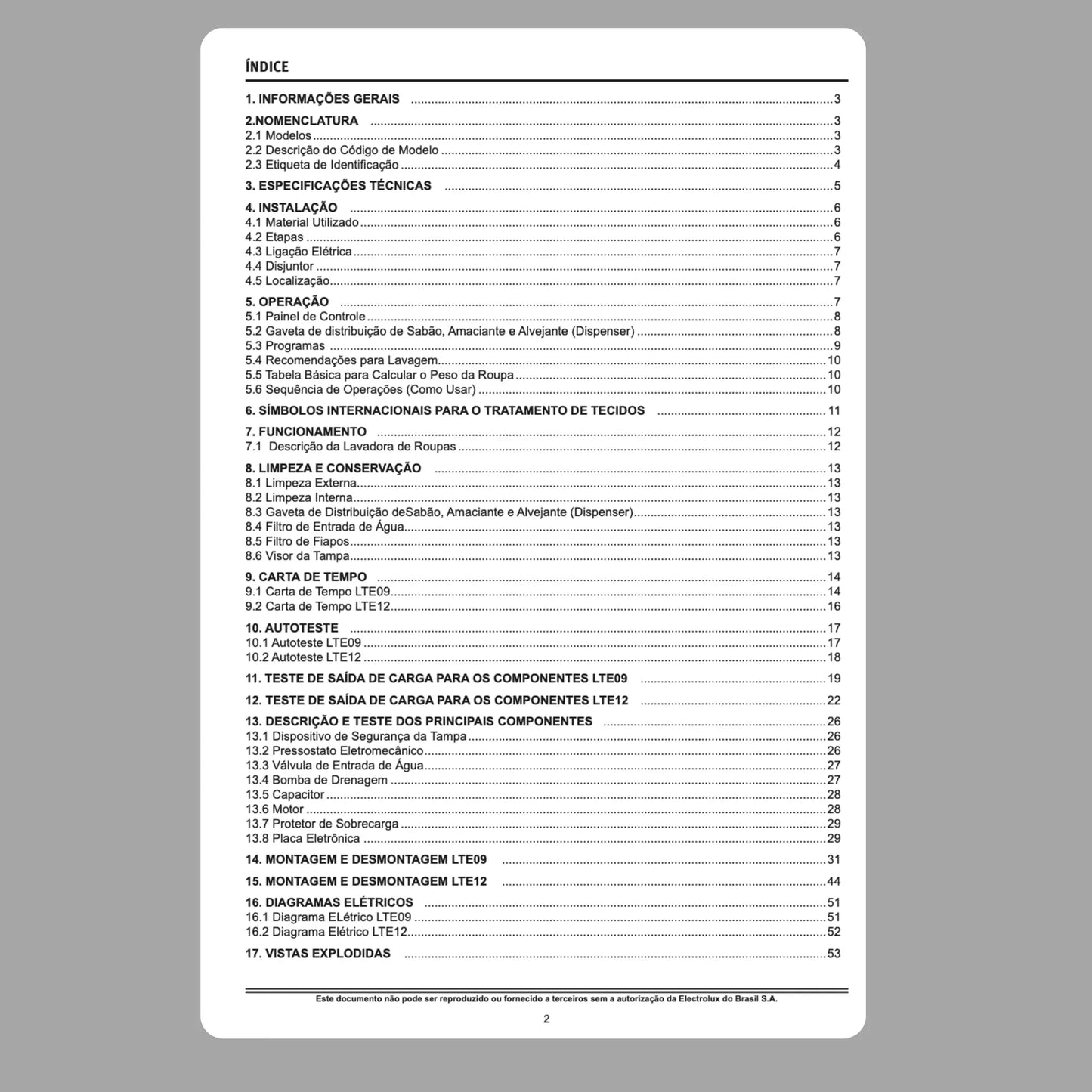 Manual Técnico de Serviços Lavadoras Electrolux LTE09/LTE12 - Baixar PDF Electrolux